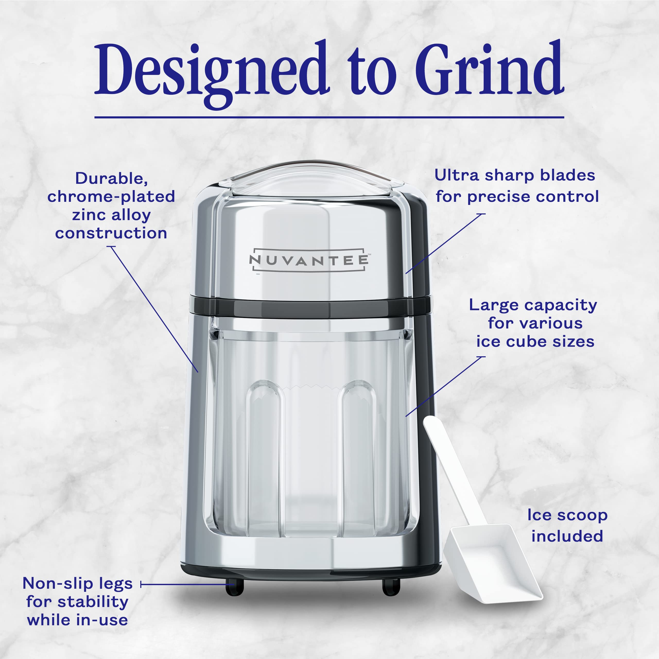 Premium Manual Ice Shaver - Stainless Steel Snow Cone Maker for Home & Commercial Use, Non-Slip Base, BPA Free - Perfect for Parties, Cafes, and Summer Treats