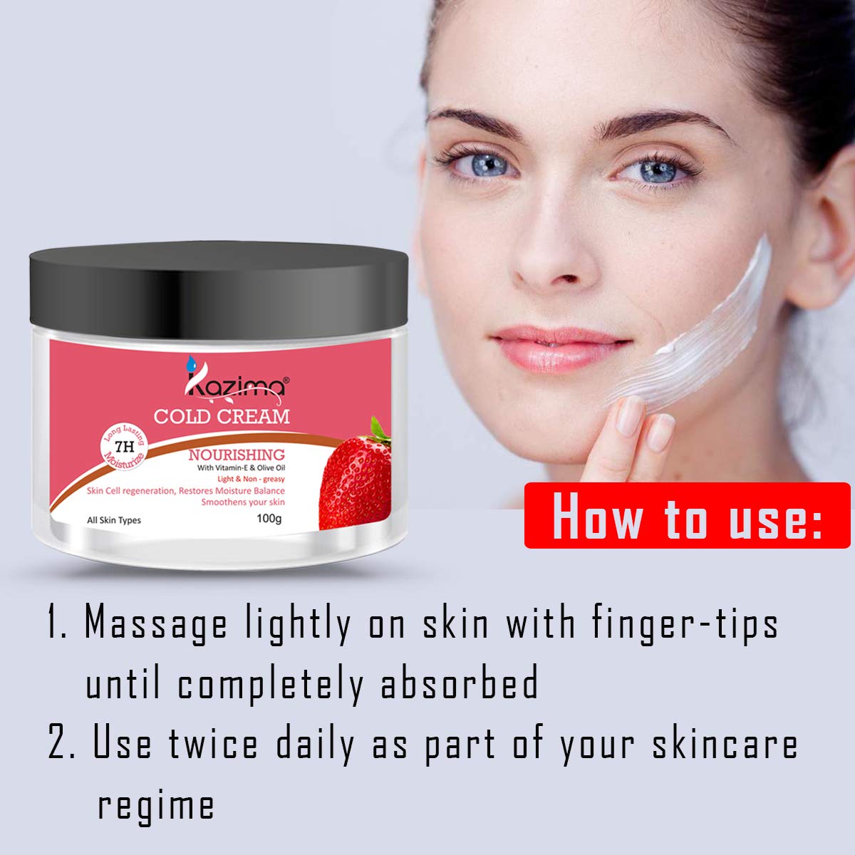 KAZIMA Nourishing Cold Cream (100g) with Vitamin E & Olive Oil - Moisturizing Face Cream for Dry Skin, Night Cream for Women & Men - Perfect for Winter Care & Daily Hydration
