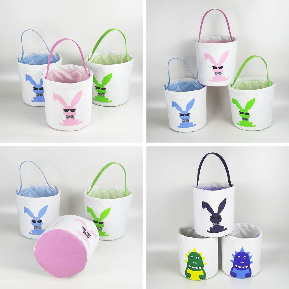 Forart Easter Bunny Bags - Easter Bunny Baskets for Kids, Easter Egg Hunt Basket with Bunny Canvas Tote for Candy, Eggs & Gifts - Perfect for Easter Celebrations, Egg Hunts & Party Favors