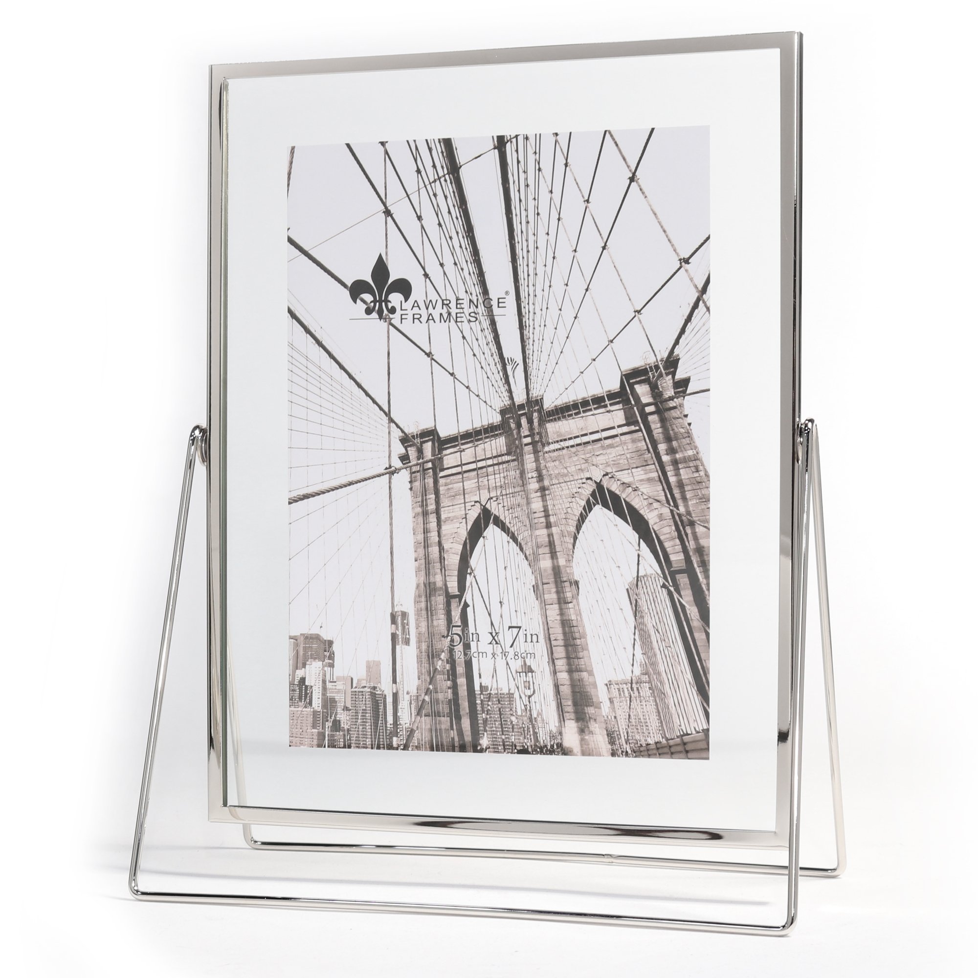 Lawrence Frames 5x7 Harland Silver Float Frame with Metal Stand - Elegant Photo Display for Home, Office & Gifts | Wall & Tabletop Decor