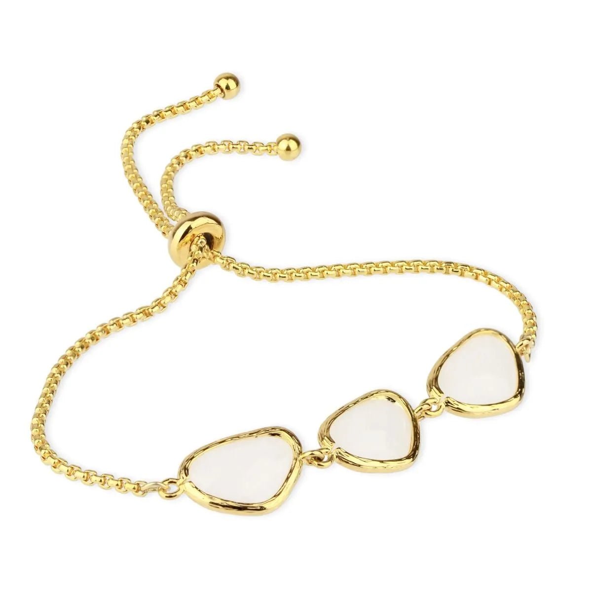Gemstone Triple Pendant Toggle Bracelet - Elegant Adjustable Beaded Jewelry for Women | Perfect for Parties, Weddings & Everyday Wear