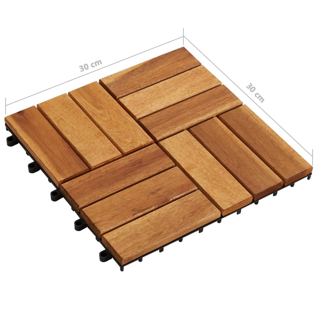 Acacia Wood Deck Tiles for Outdoor - Non-Slip Flooring for Patio, Balcony & Poolside | Easy Installation & Durable Decking Solution