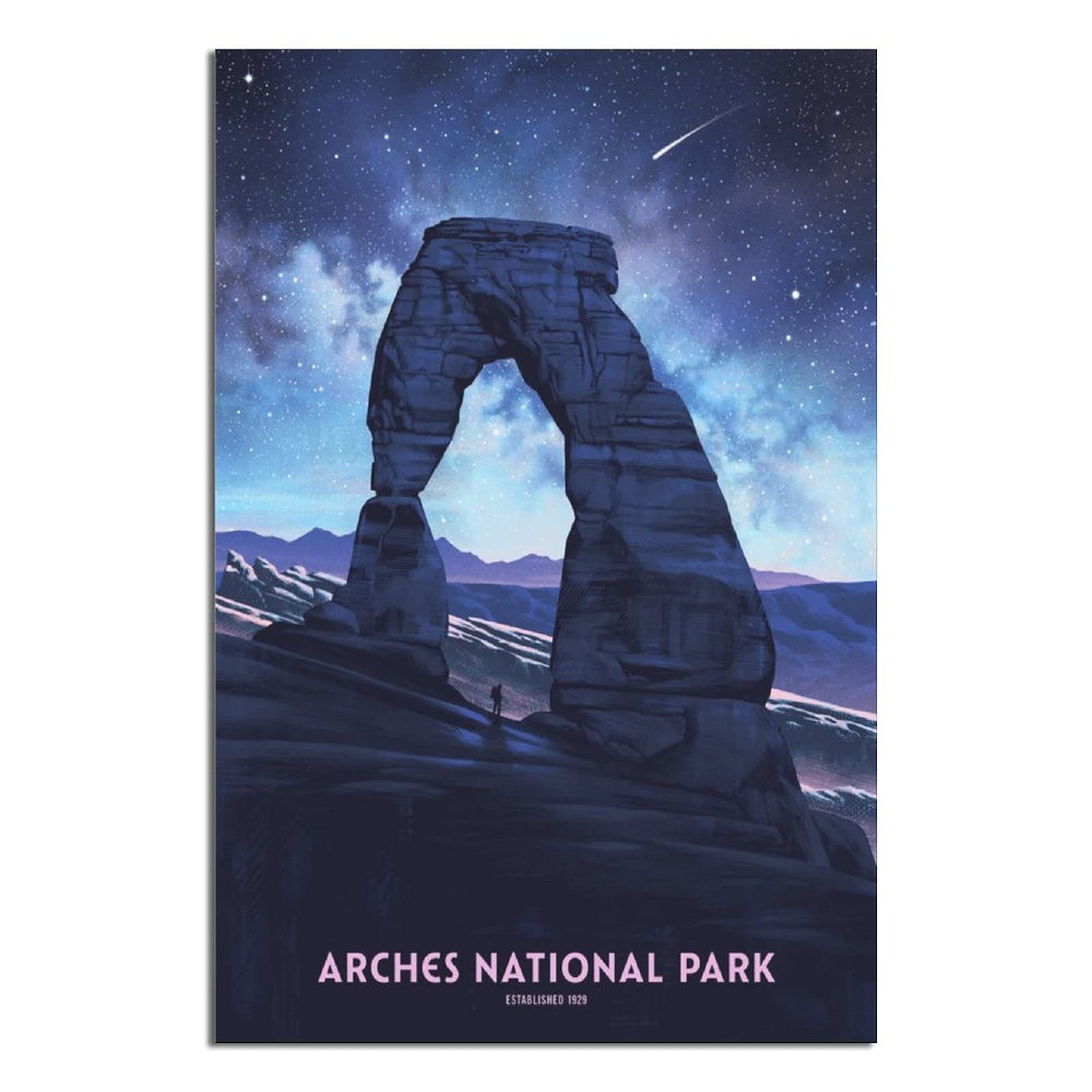 Vintage National Park Travel Posters - Arches Stars Night Canvas Wall Art - Modern Home Decor for Living Room, Bedroom & Office - Perfect Birthday Gift for Nature Lovers & Travel Enthusiasts (Ideal for Home Decoration, Office Inspiration & National Park Themed Gifts)