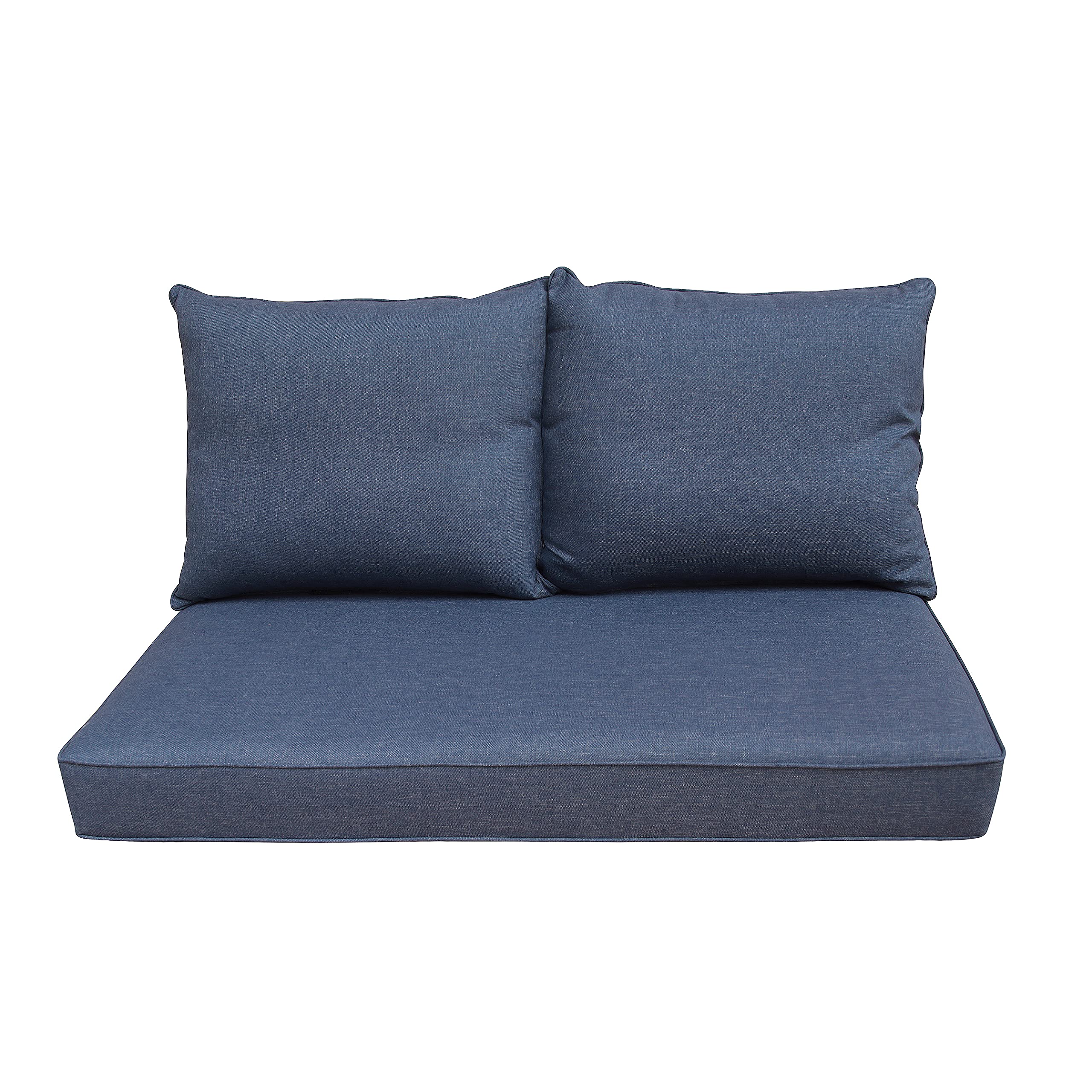 Premium BOSSIMA Patio Furniture Cushions - Deep Seat Loveseat Cushion Set for Indoor & Outdoor Use - Water-Resistant Denim Blue - Perfect for Garden, Deck, Poolside & Patio Relaxation