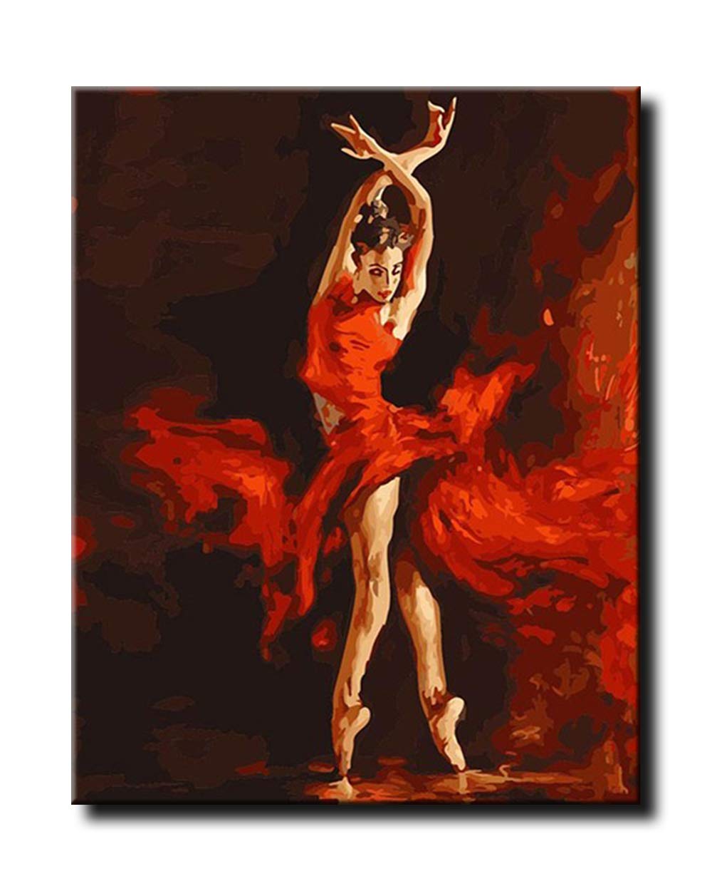Shukqueen DIY Oil Painting Kit for Adults - Fire Dancer Acrylic Paint by Numbers 16x20 Inch Frameless Canvas | Home Decor, Wall Art, Stress Relief & Creative Gift