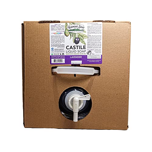 Organic Lavender Castile Soap - Gentle Liquid Soap for Sensitive Skin, Natural Body Wash & Shampoo for Oily Hair - Vegan, Cruelty-Free - Ideal for Daily Cleansing, Baby Care & Household Use - 5 Gallon Bulk Size