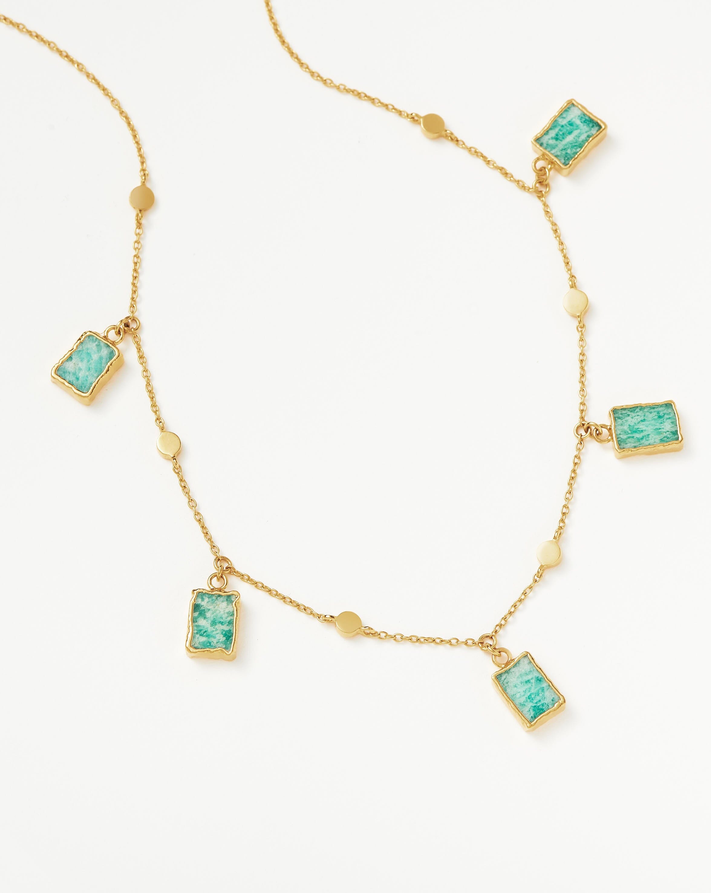 Lena Charm Choker Necklace - 18k Gold Plated Amazonite Pendant for Women | Elegant Layering Jewelry for Date Night & Special Occasions