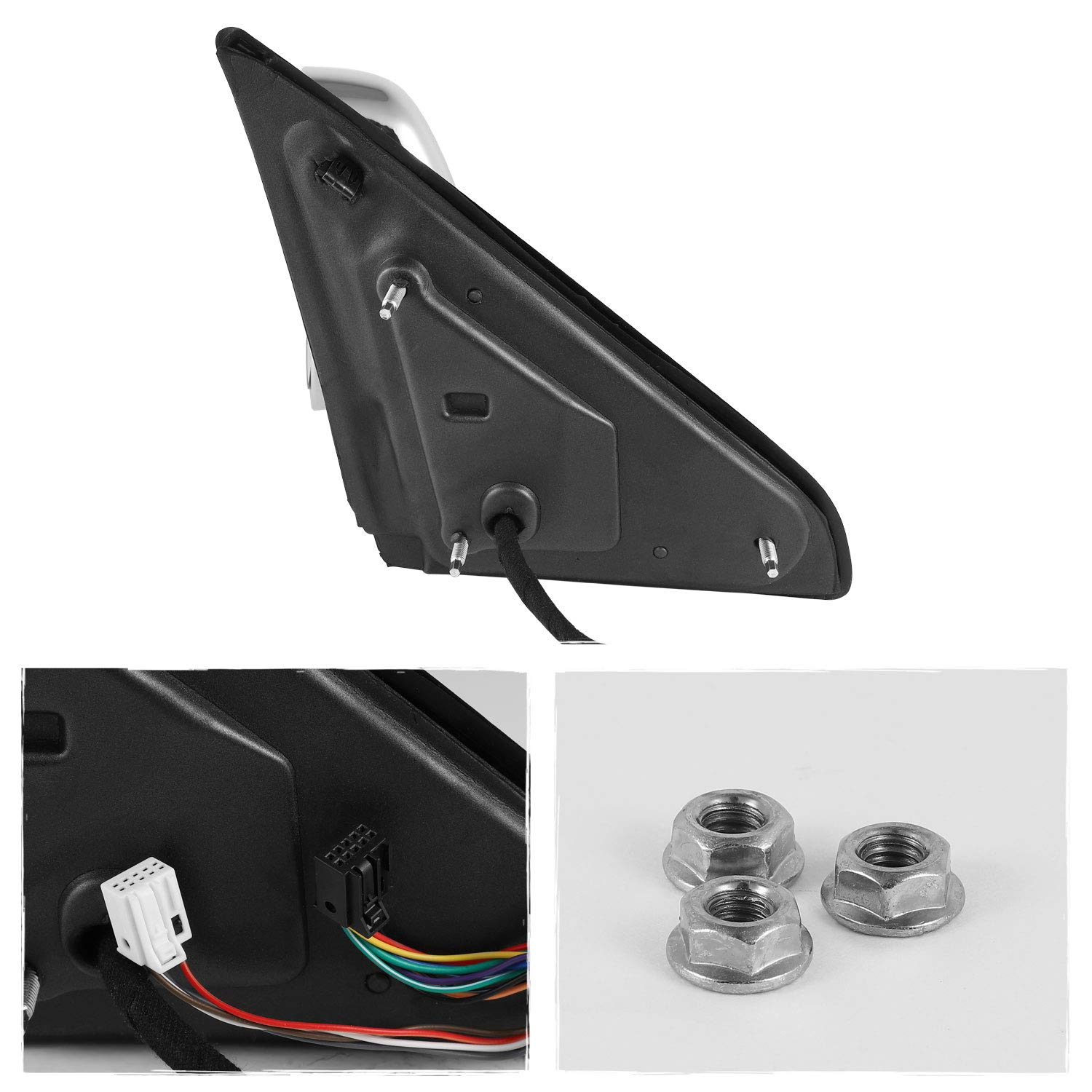 AKKON Power Folding Towing Mirrors for 2009-2018 Dodge Ram with Temperature Sensor, Heated Glass, Turn Signal & LED Lights - Chrome Finish | Perfect for Heavy-Duty Towing, RV Hauling & Enhanced Nighttime Visibility