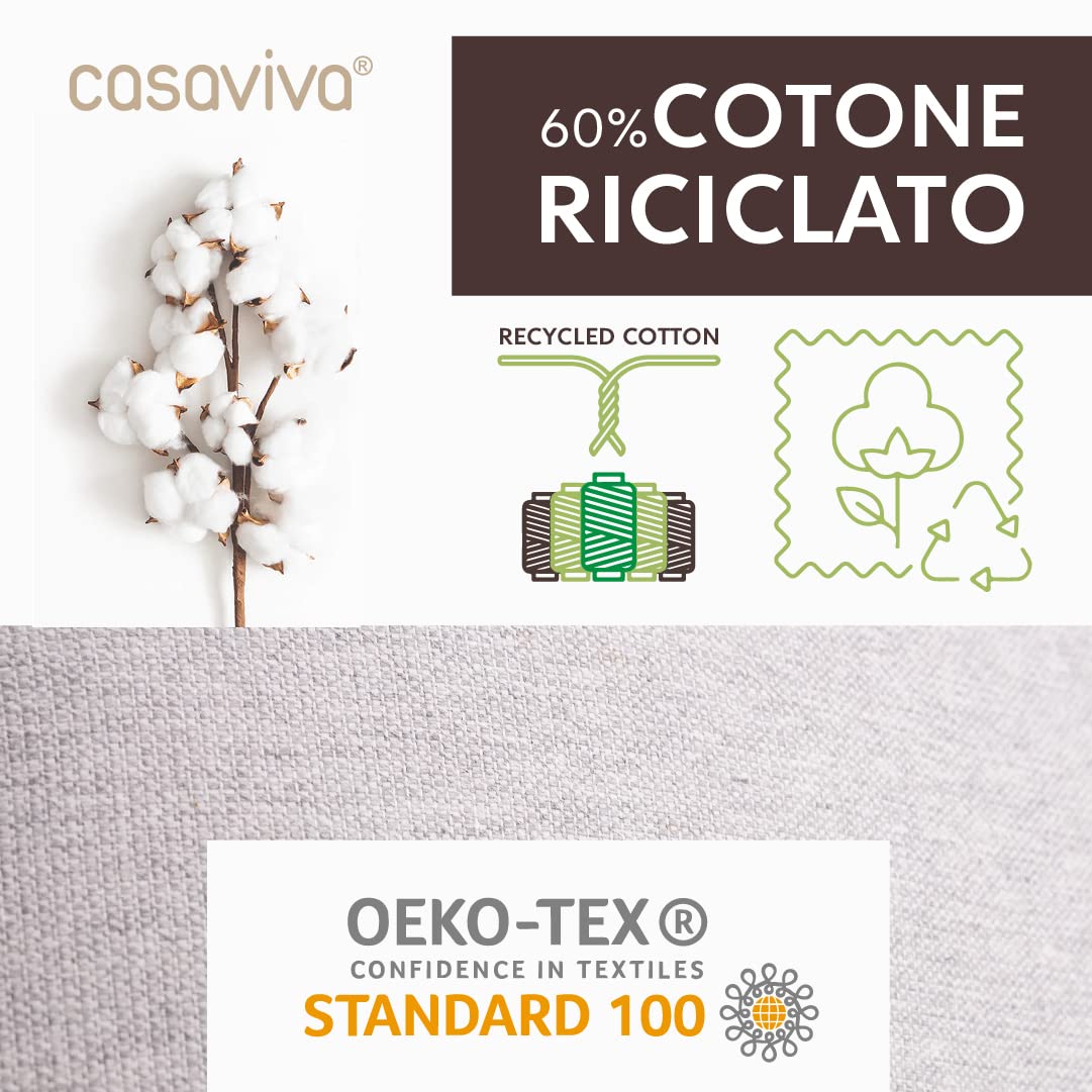 Casaviva® Recycled Cotton Blend Cushion for Sun Lounger & Bed - Hemp Effect, Made in Italy, Removable Cover with Extra Filling (Nursery Cushion, Grey) - Perfect for Outdoor Patio, Poolside Relaxation & Nursery Decor
