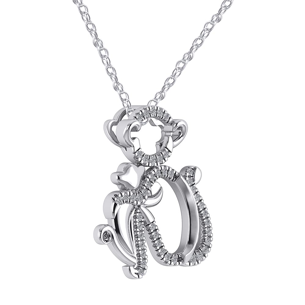 0.14 CTW 14K/10K Gold & 925 Sterling Silver Monkey Pendant Necklace - Elegant Mother's Love Jewelry Gift for Women - Perfect for Mother's Day, Christmas, Birthday & Anniversary Celebrations