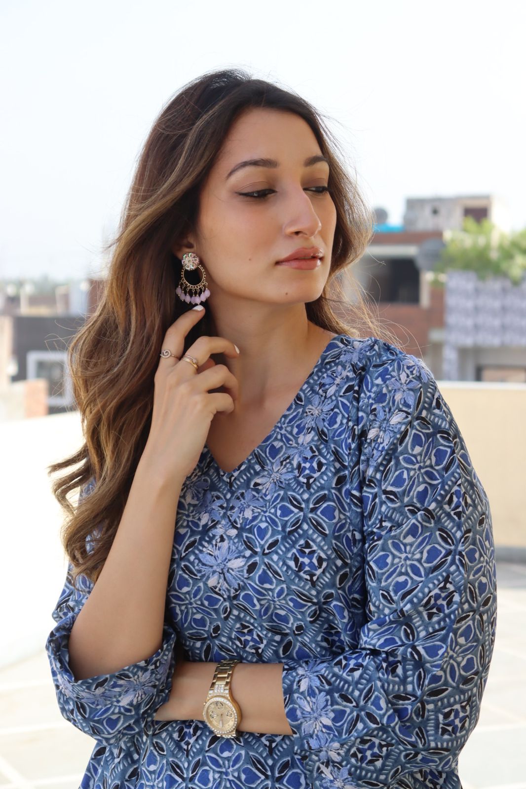 Elegant Chikankari Co-ord Set for Women in Blue Polysilk - Perfect for Festivals, Parties & Special Occasions