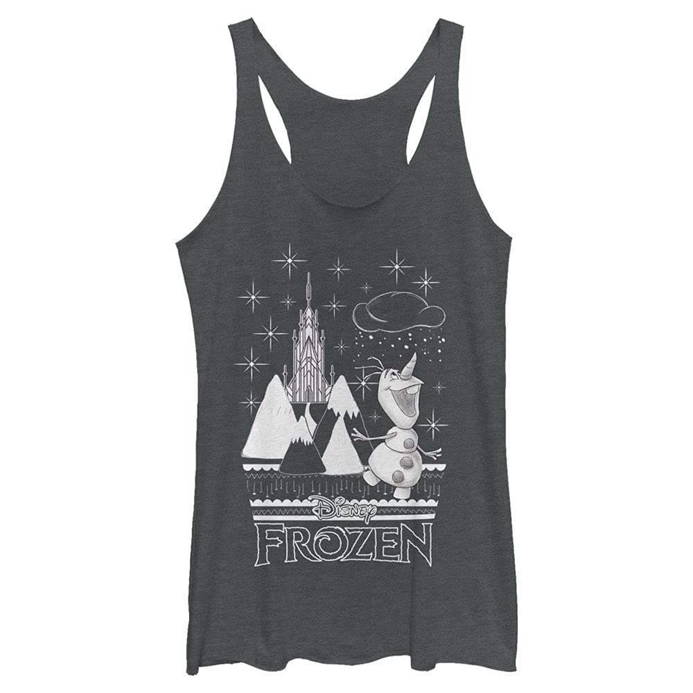 Disney Frozen Olaf Women's Tri-Blend Racerback Tank Top - Soft Layering Tee for Casual Wear, Workouts & Disney Theme Parks