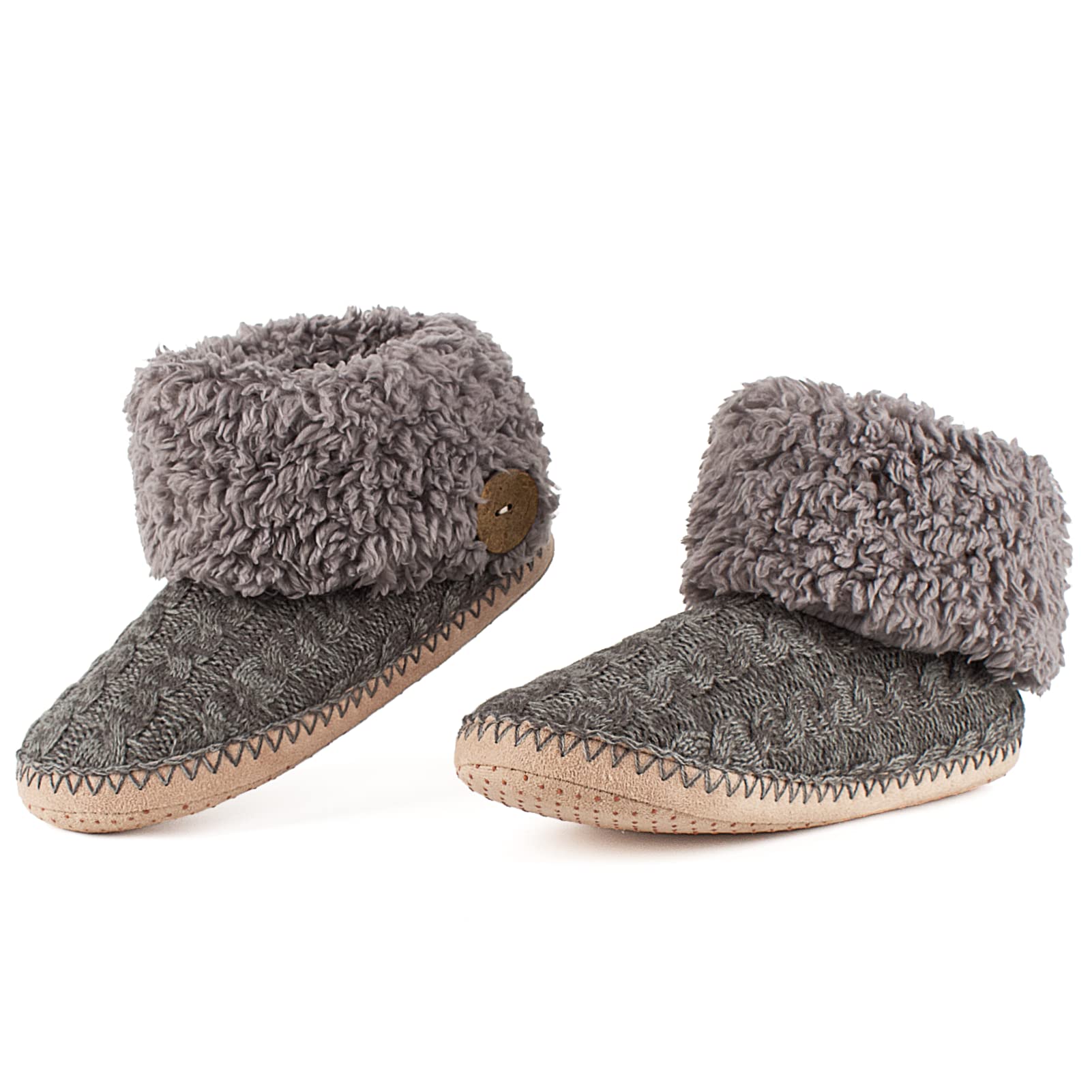 Women's Cozy Ankle Booties - Soft Sole Winter Moccasin Slippers with Non-Slip Grippers, Warm Washable House Shoes for Indoor Comfort & Casual Wear