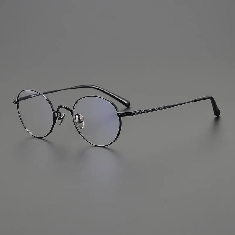 Stylish Black Titanium Round Eyeglasses for Women - Lightweight Full Rim Small Frame 63401 | Perfect for Reading, Work & Everyday Wear