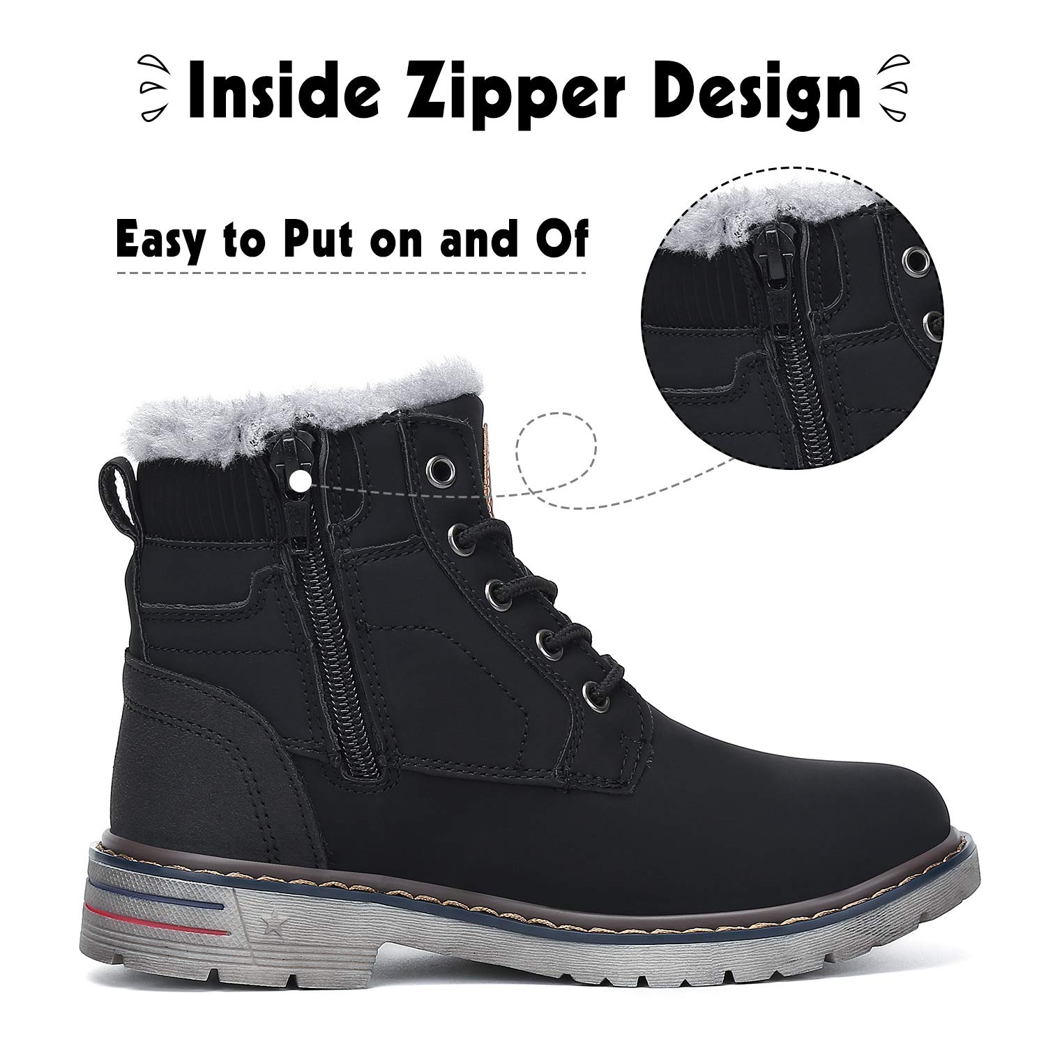 Mishansha Waterproof Winter Snow Boots for Boys & Girls - Kids Fur Lined Hiking Boots for Cold Weather, Outdoor Walking Shoes - Perfect for Snow Play, School & Winter Adventures