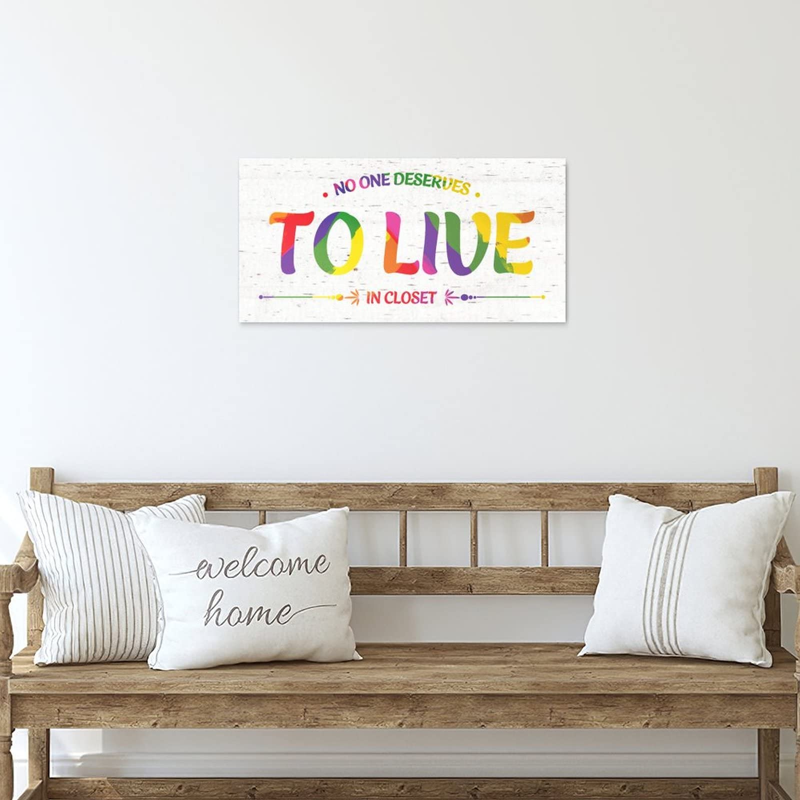 8x16 Inch Gay Pride Parade Wall Decor - Inspirational Wood Plank Plaque with 