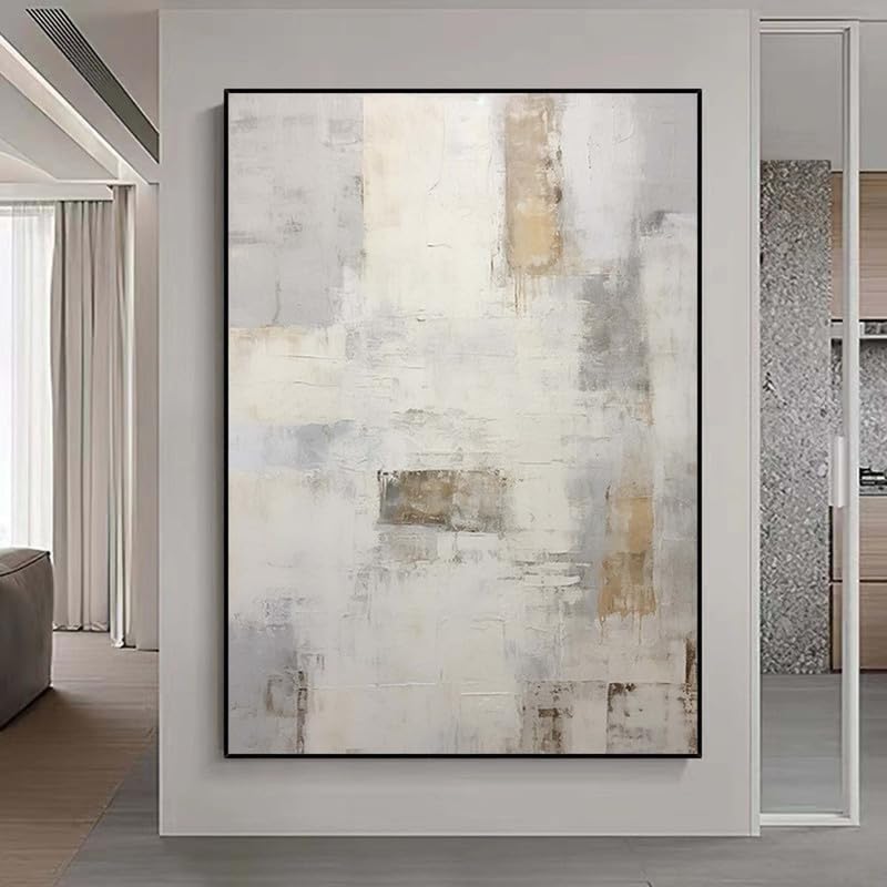 Hand-Painted Modern Abstract Oil Painting - Textured Line & Geometric Wall Art for Living Room, Porch & Entrance Decor | Perfect for Home & Office Interior Design