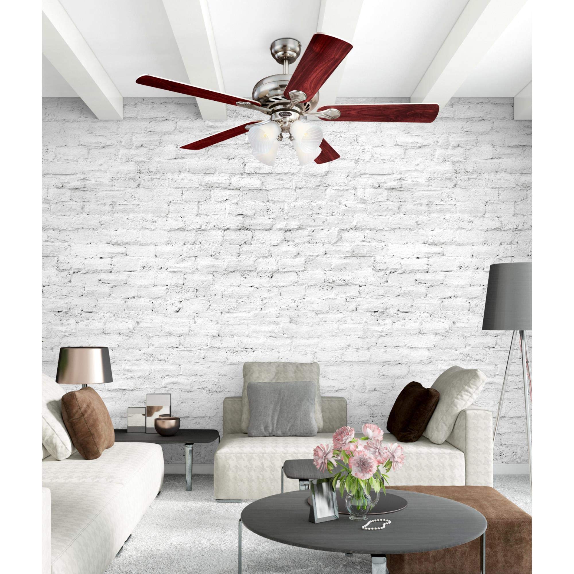Westinghouse 7235900 52 Inch Brushed Nickel Indoor Ceiling Fan with LED Light - Quiet Energy Efficient Cooling for Living Room, Bedroom & Office