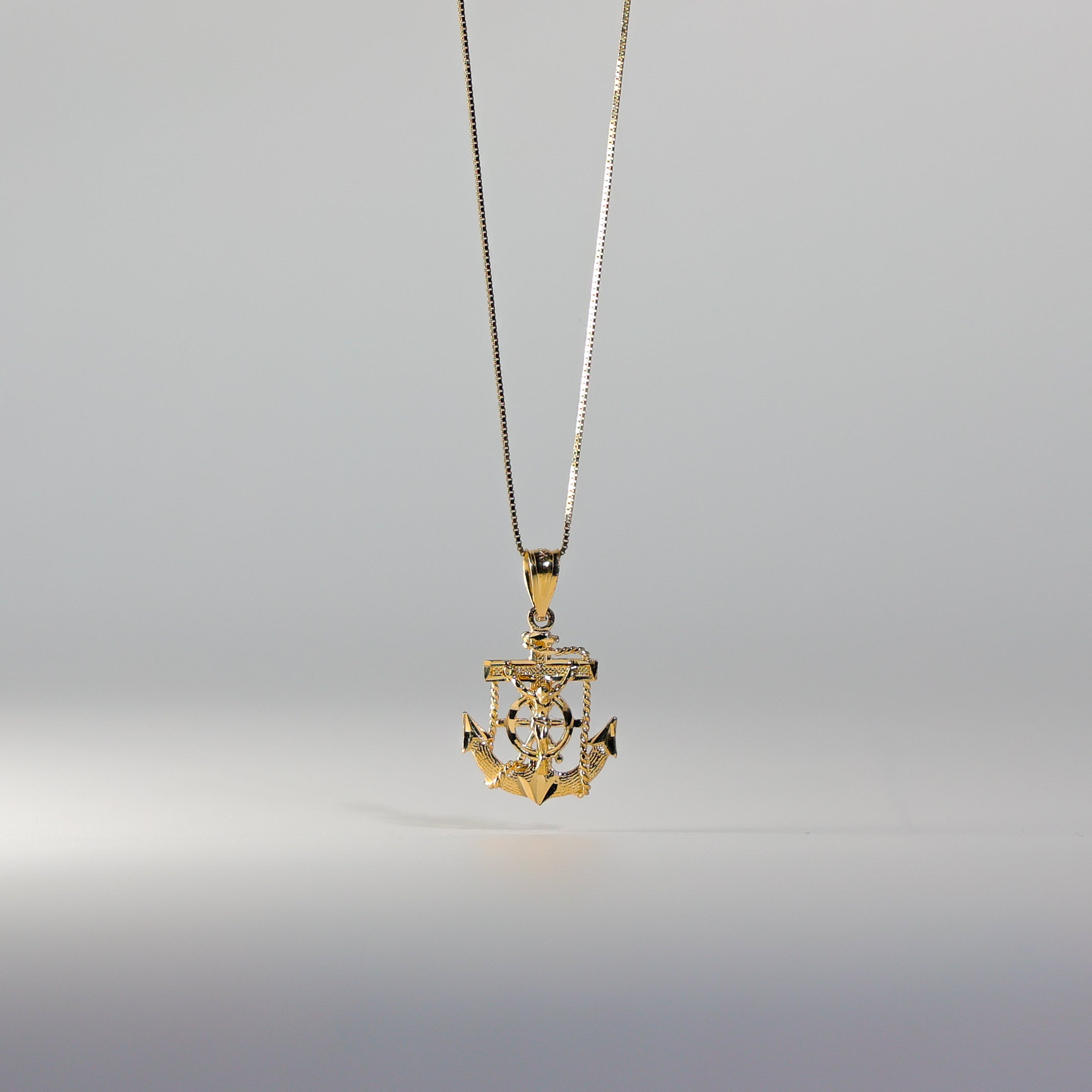 Gold Dainty Mariner Anchor Crucifix Pendant Necklace - Model 1228 | Elegant Religious Jewelry for Women, Perfect for Gifts, Baptism & Everyday Wear