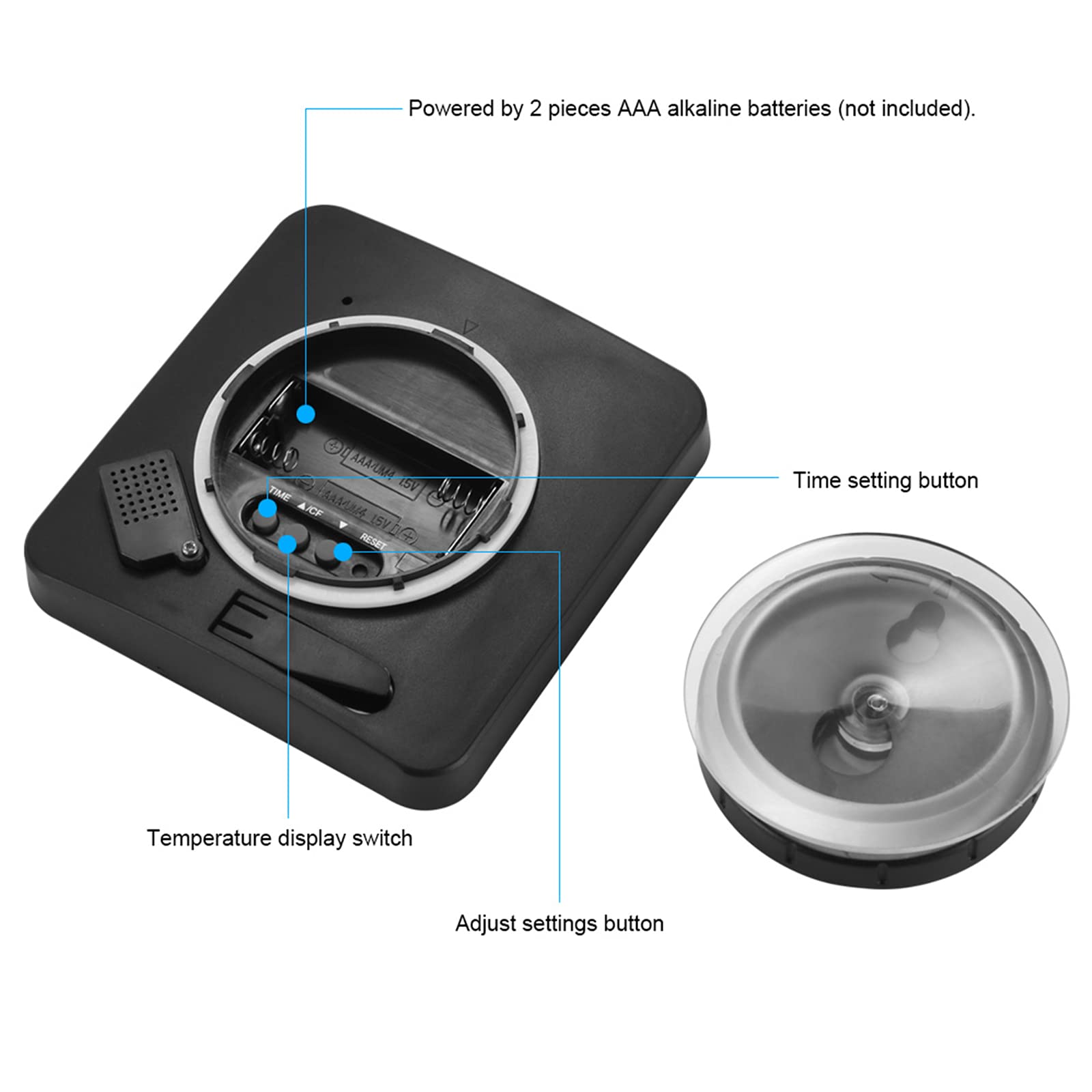 Waterproof Digital Shower Clock with LCD Display, Temperature & Humidity Gauge - Large Touch Screen Countdown Timer, Suction Cup Wall Mount for Bathroom, Gym, Kitchen (Black) - Perfect for Shower, Sauna, Swimming Pool & Home Use