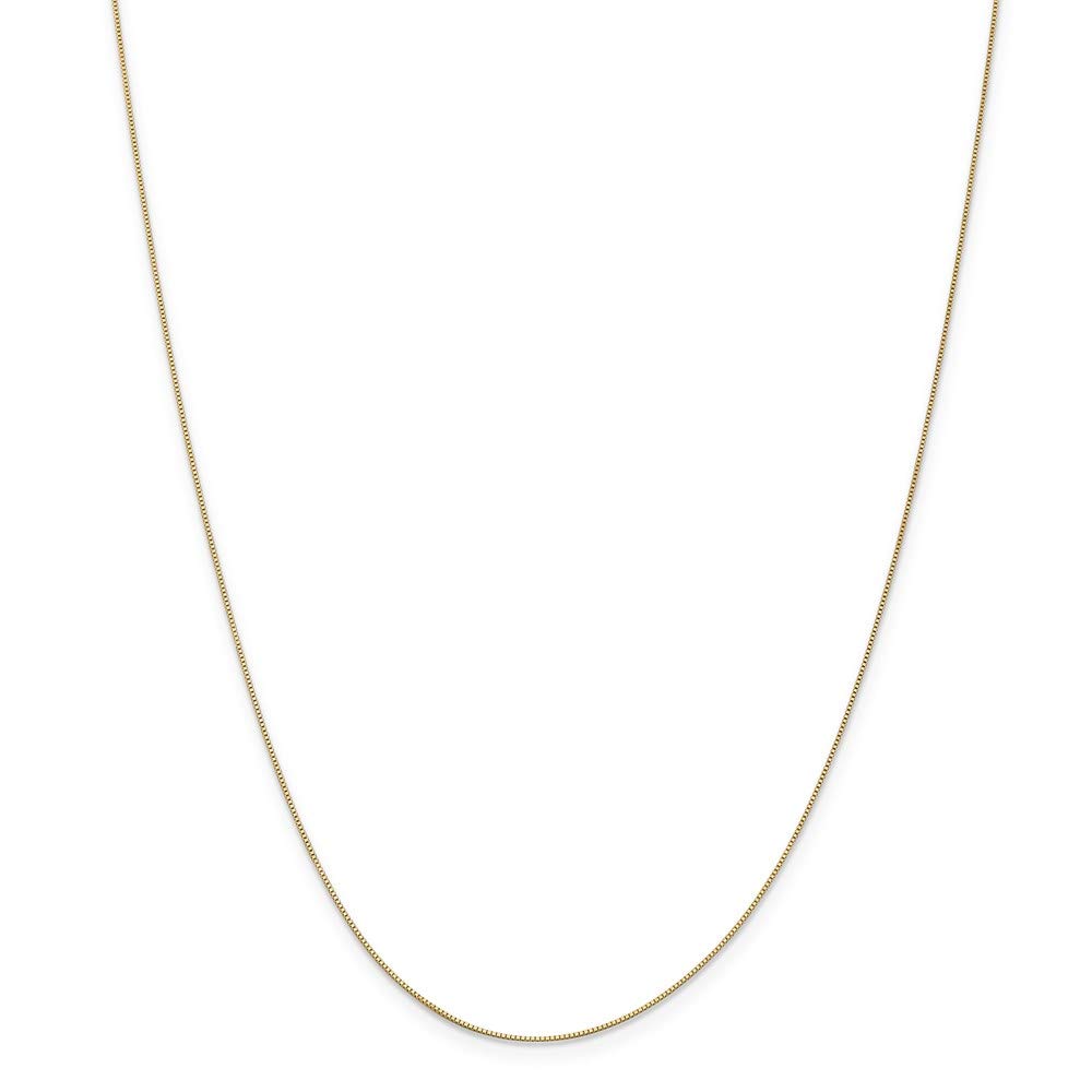 14K Yellow Gold 0.5mm Baby Link Box Chain Necklace 18 Inch - Dainty Pendant Charm Fine Jewelry for Women - Perfect Gift for Her, Birthday, Anniversary & Everyday Elegance