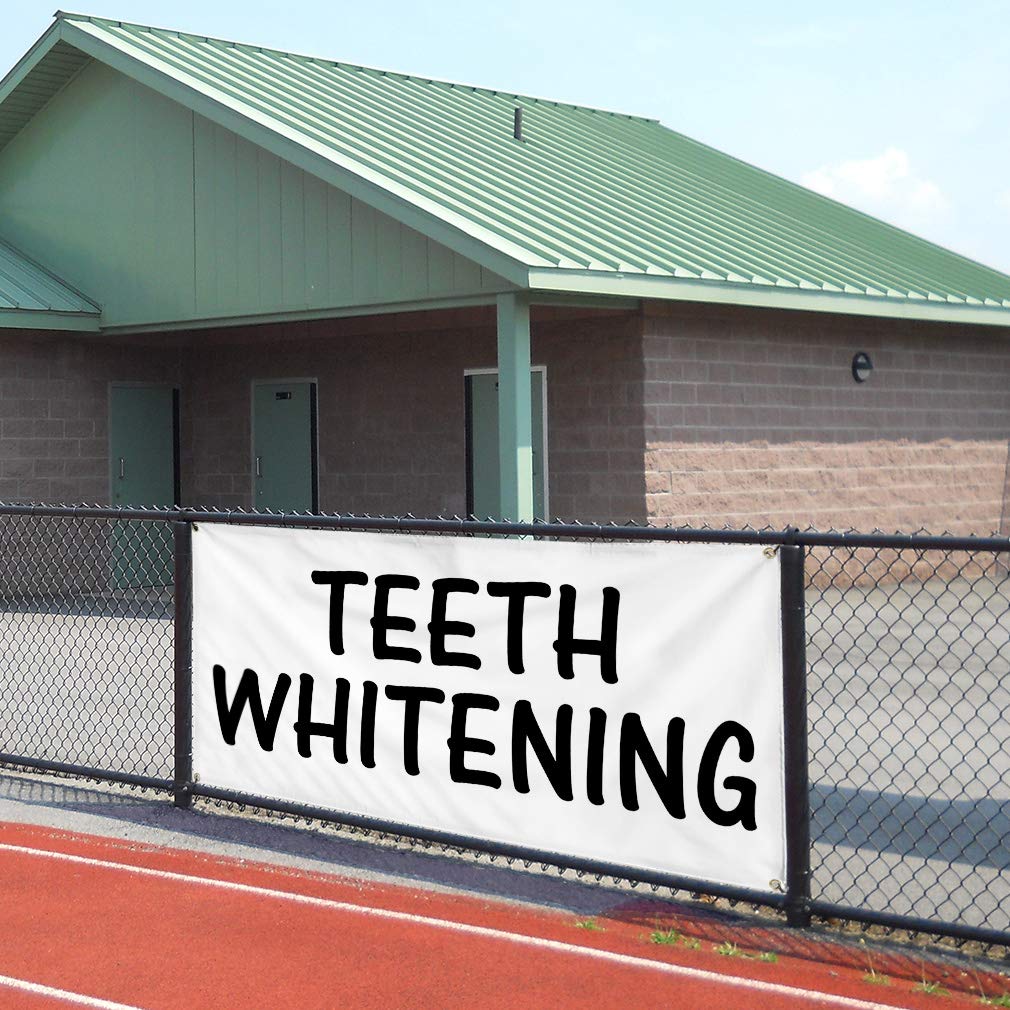 Custom Vinyl Banner - 12x30 Inches with 4 Grommets | Weatherproof Outdoor Advertising Sign for Teeth Whitening, Healthcare & Industrial Yard Use | Perfect for Events, Promotions & Business Signage