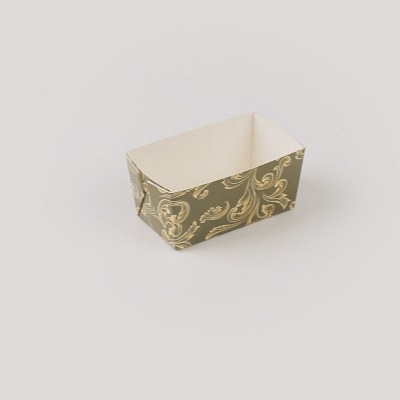 Bake Tek 9 oz Dark Green Vintage Floral Paper Mini Loaf Pans - Greaseproof Baking Cups (4