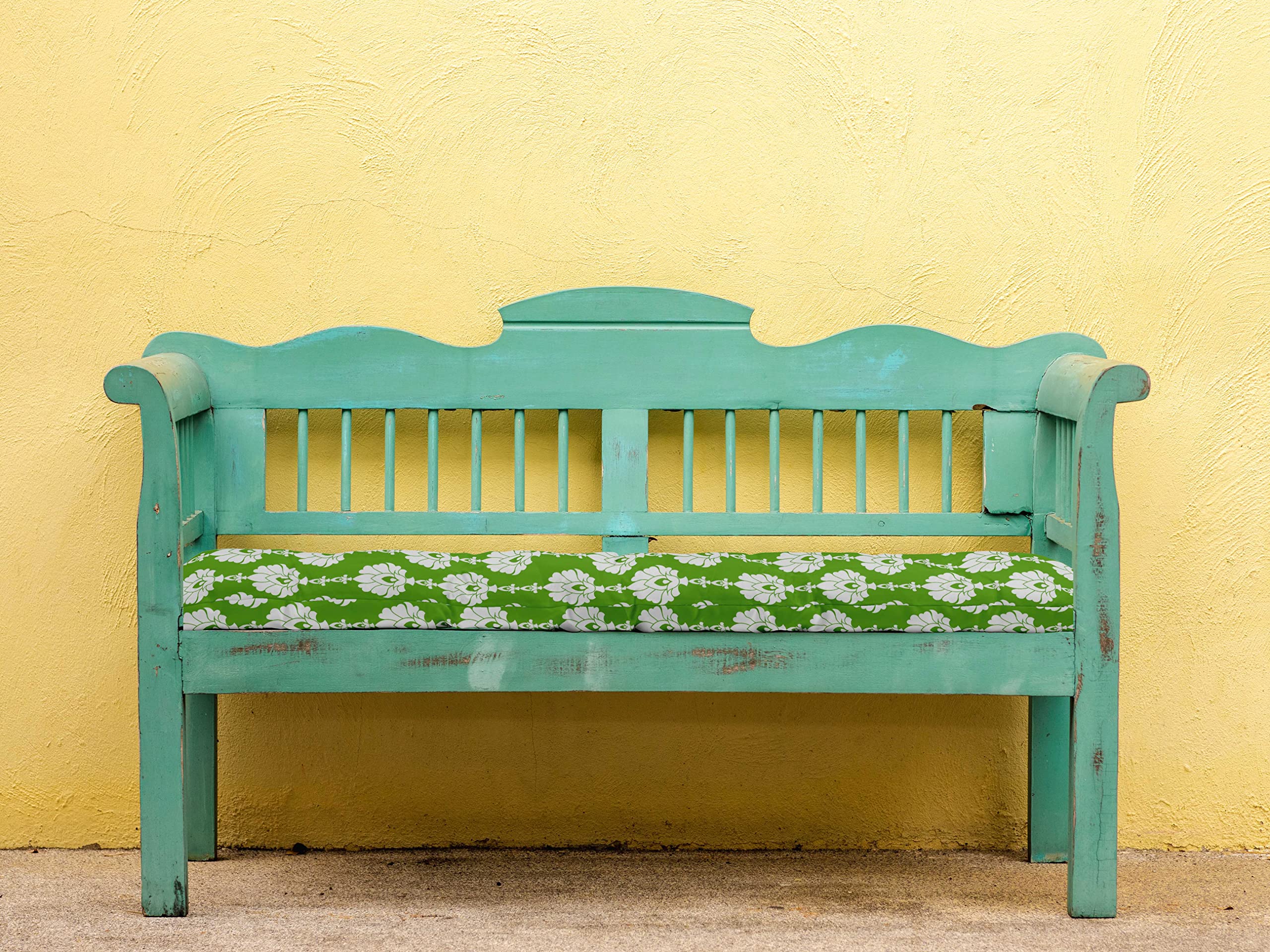 Waterproof Printed Outdoor Bench Cushion - Light Green Garden Lounger Seat for Patio, Front Porch & Backyard Decor - Durable Weather-Resistant Outdoor Furniture Cushion for Relaxing in Gardens, Decks and Poolside Areas