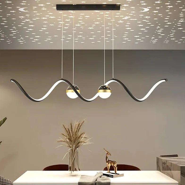 Modern Wavy Spherical Pendant Light for Dining Room - Elegant Ceiling Lighting Fixture for Kitchen Island, Breakfast Nook & Home Decor