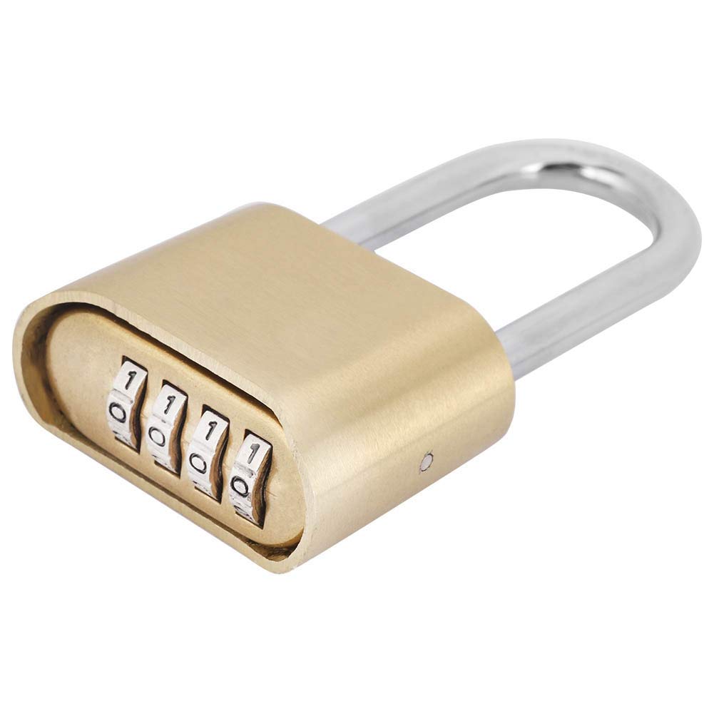 4-Dial Combination Padlock - Brass Travel Luggage Lock with Resettable Code for Suitcases, Backpacks, Lockers & Gym Bags | Secure Your Belongings During Travel, Workouts & Storage