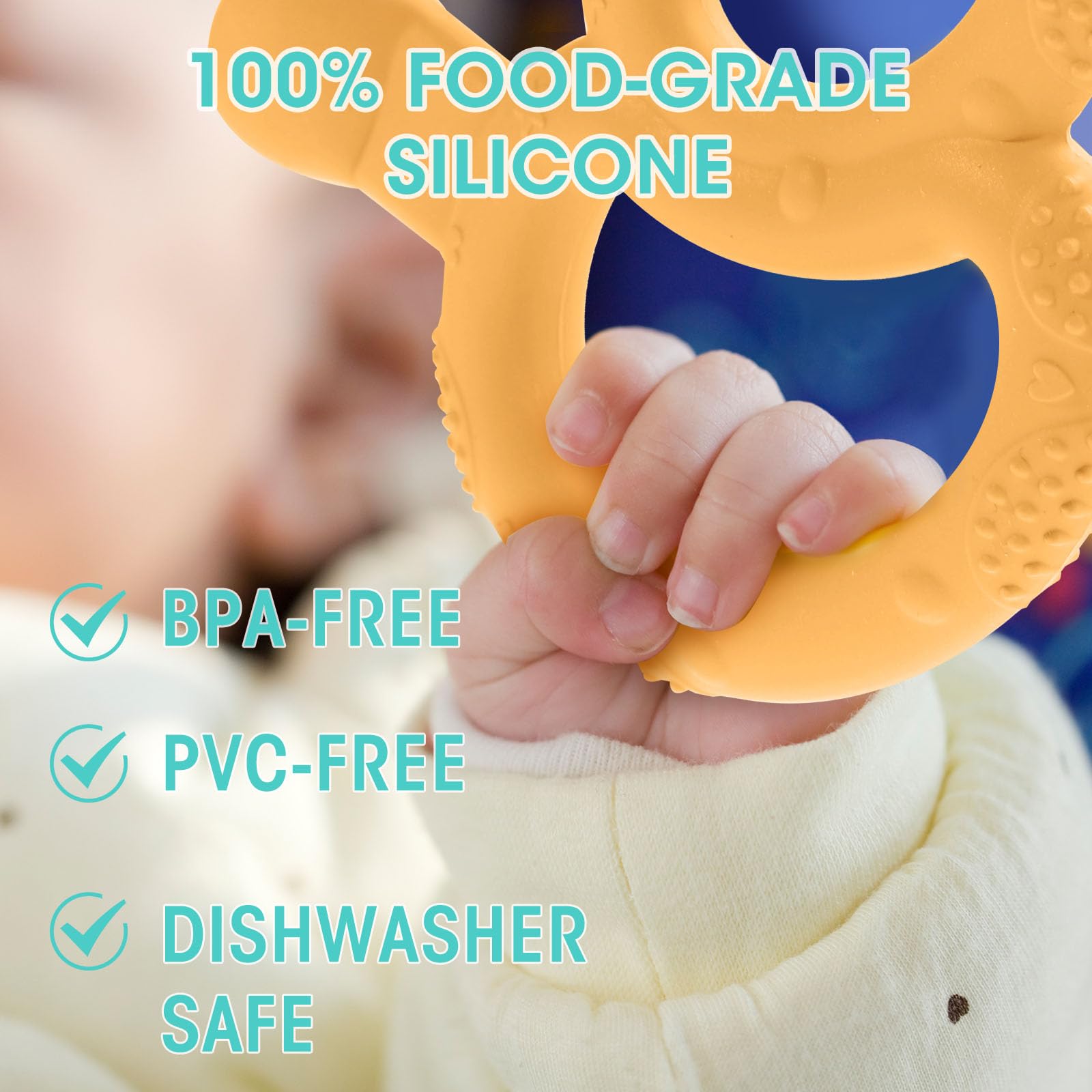 3 Pack BPA-Free Silicone Baby Teething Toys for Infants 3-12 Months - Soft Dual Textured Teether Rings & Nipple for Soothing Sore Gums, Sensory Chew Toys for Boys & Girls - Perfect for Home, Travel & Daycare Use