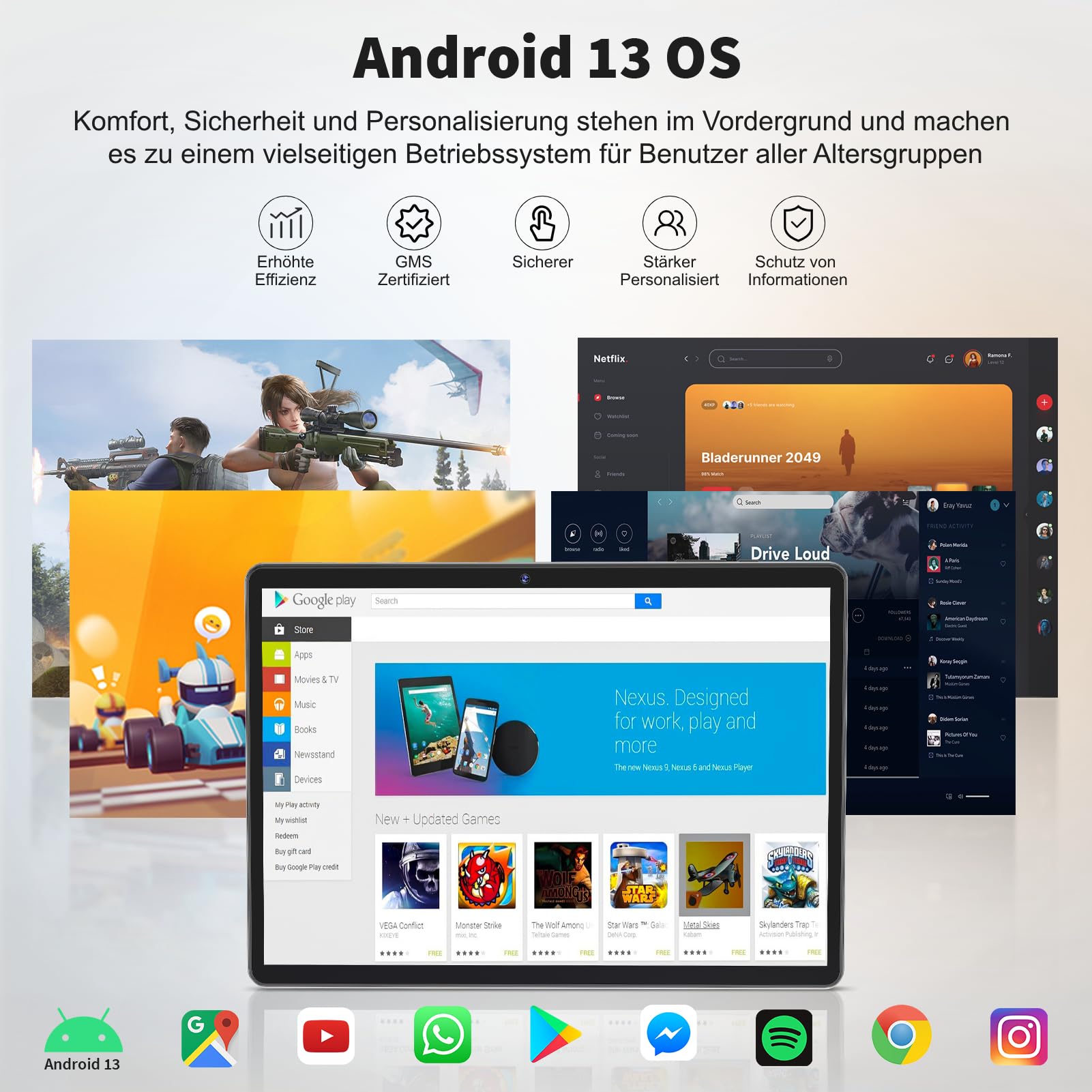 QDDQ 10.1 Inch Android 13 Tablet with Keyboard - 256GB ROM+1TB Expandable, Octa-Core Processor, 8000mAh Battery, Dual-Band WiFi, 13MP+5MP Camera - 2-in-1 Convertible Laptop with Keyboard Case, Mouse & Stylus (Green) - Perfect for Work, Study & Entertainment