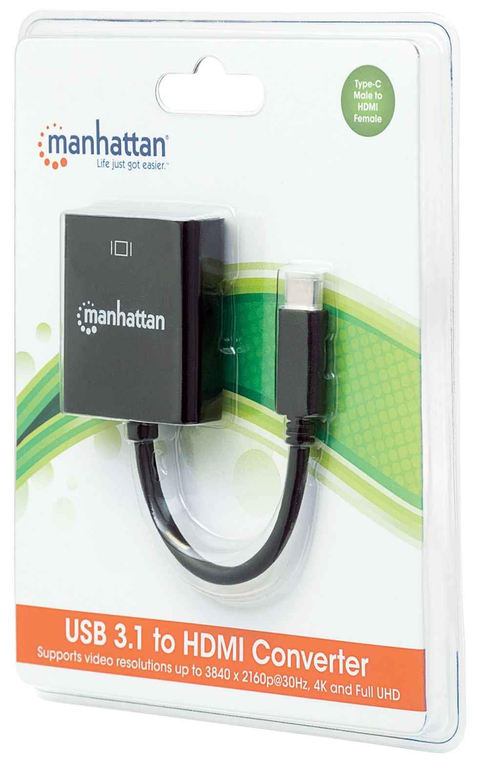 Manhattan 151788 USB Type C to HDMI/VGA Graphic Adapter - 4K Ultra HD Video Converter for Laptop, MacBook, Tablet - Perfect for Home Office, Presentations & Gaming