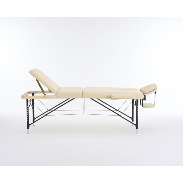 Geenlife 3-Section Aluminum Portable Massage Table - Lightweight & Adjustable (Black/Cream) for Professional Massage Therapists, Home Use & Spa Treatments - Model MTA131
