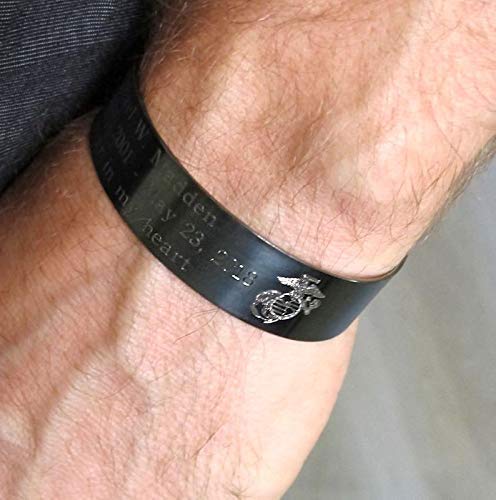 Custom Sterling Silver Military Pilot Cuff Bracelet - Personalized USAF Air Force Gift for Men, Deployment & KIA Memorial - Perfect for Veterans, Airmen & Fighter Jet Enthusiasts | Ideal for Military Appreciation, Memorial Services & Special Occasions