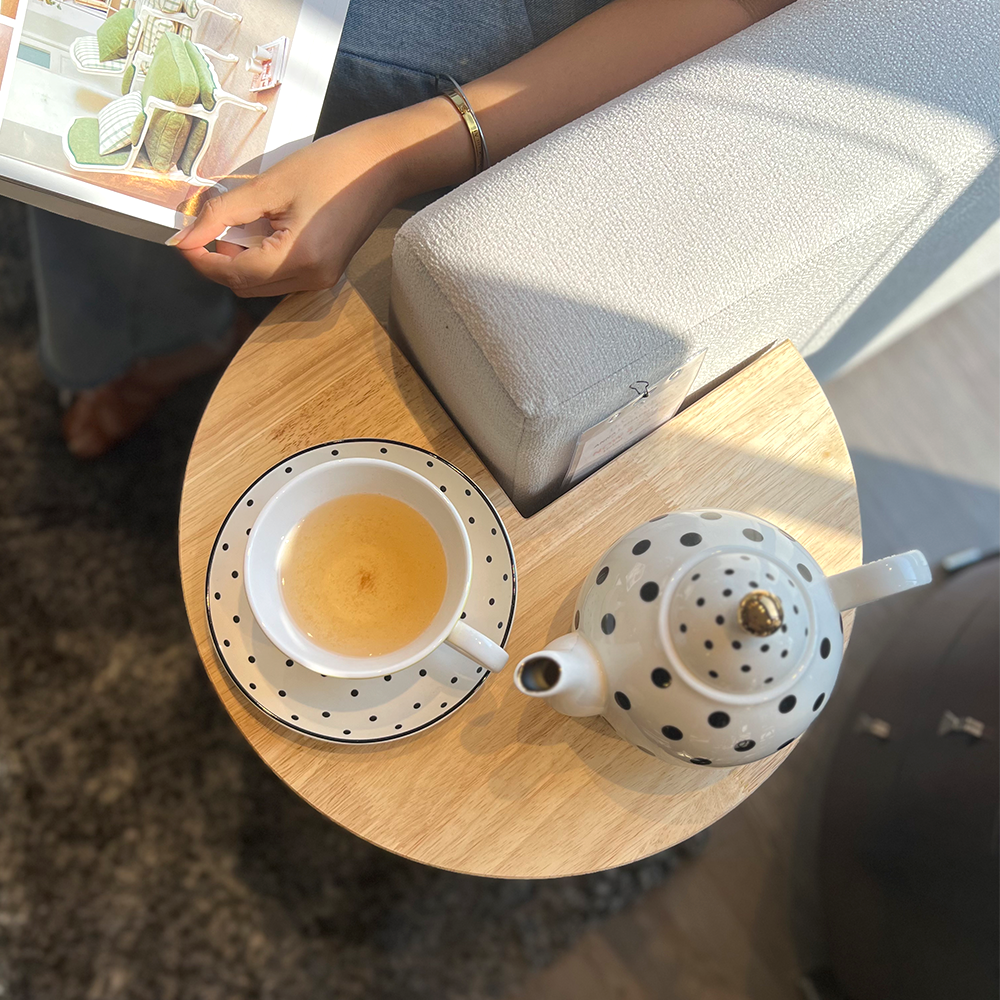 Modern Buri Sofa Side Table - Small End Table with Storage Shelf for Living Room, Bedroom, or Office - Perfect for Holding Drinks, Books, and Decor