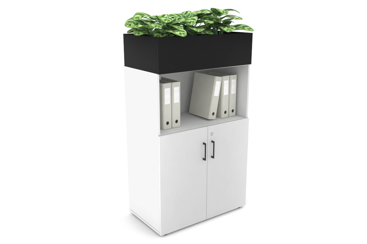Medium Storage Cabinet with Small Doors and Planter Box - 31.5