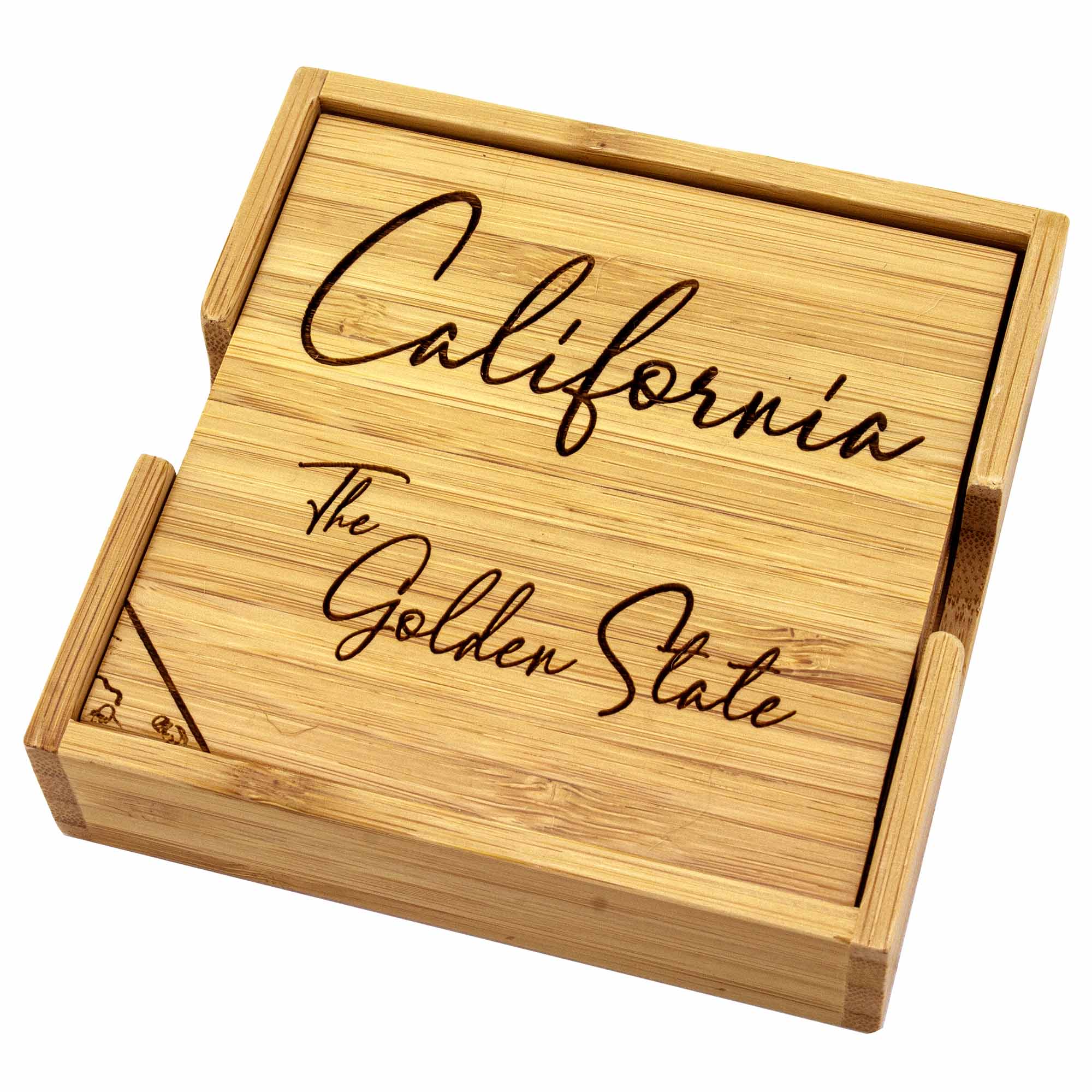 4-Piece California Puzzle Coaster Set with Storage Case - Fun & Functional Drink Coasters for Home, Office, or Gifts