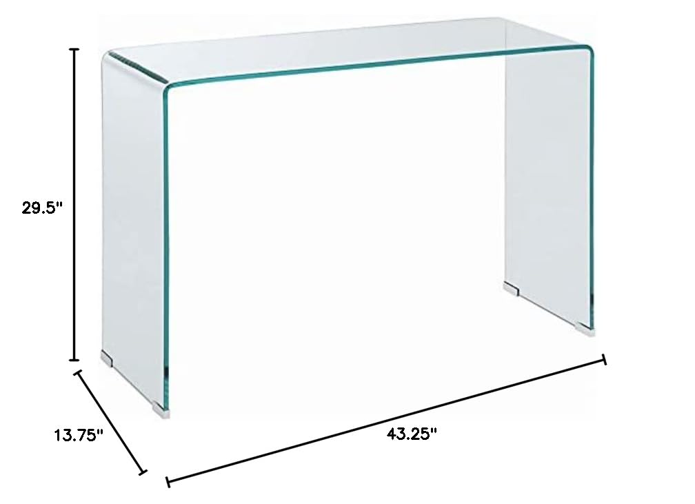 Modern Clear Glass Rectangular Sofa Table - Stylish & Durable Living Room Console for Small Spaces, Entryway, or Behind Couch Decor
