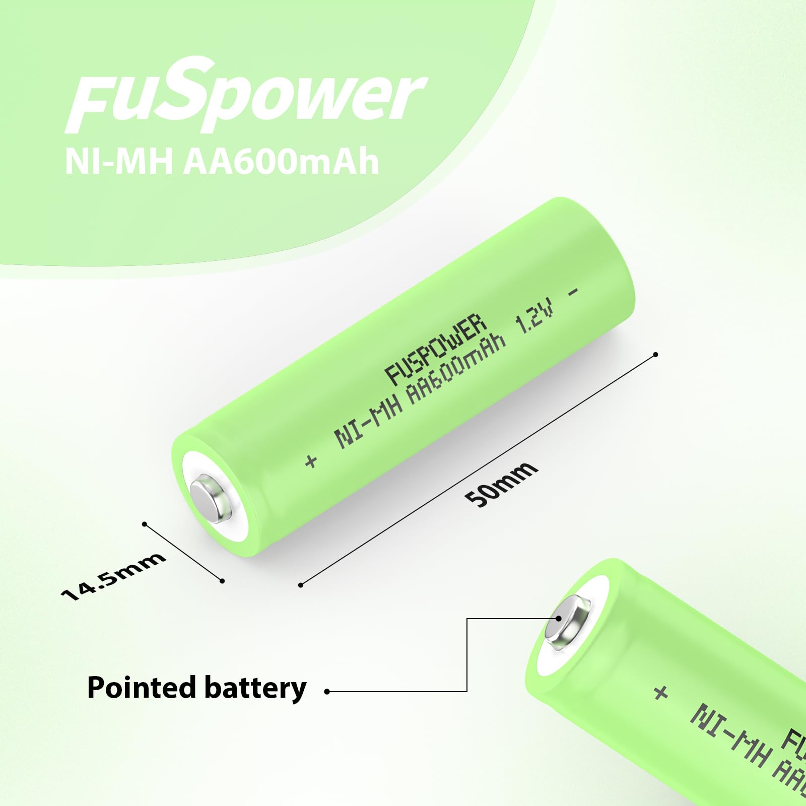 Rechargeable AA NiMH Batteries 600mAh 1.2V - 20 Pack for Solar Lights, Garden Landscaping, Pathway Lights & Home Devices | Long-Lasting Power for Outdoor Lighting & Electronics