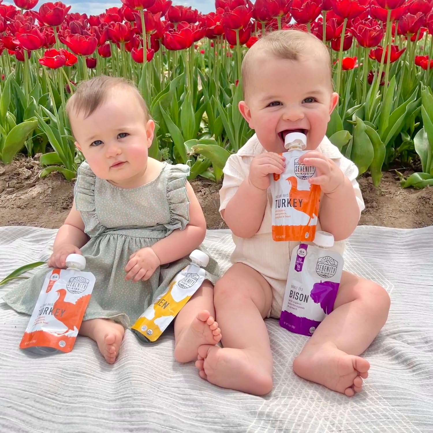Organic Chicken & Veggie Baby Food Pouches for 6+ Months - Serenity Kids 3.5oz BPA-Free Puree with Free Range Chicken, Peas & Carrots - Ethically Sourced Meat & Organic Vegetables - 6 Pack - Perfect for On-the-Go Feeding & Healthy Infant Nutrition