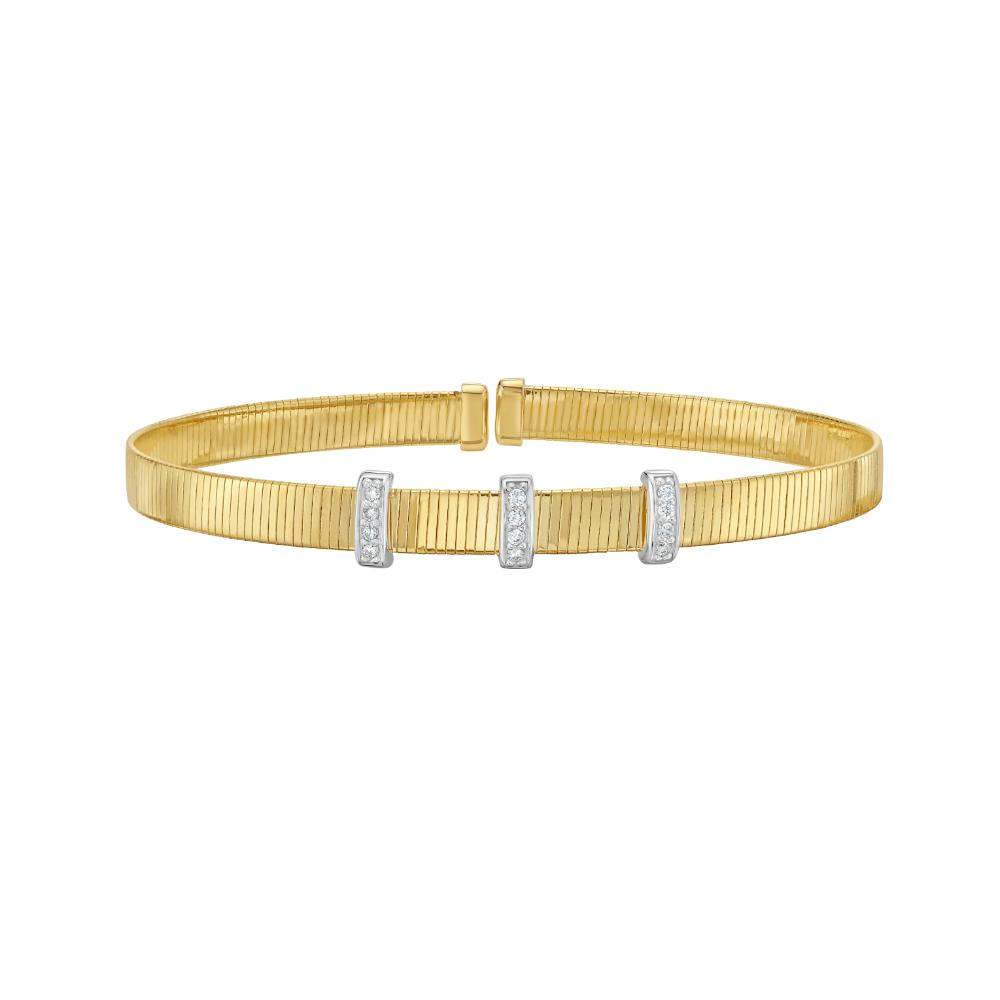 14K Gold 0.11ct Diamond Tennis Bracelet for Women - Elegant Stackable Cuff Bangle for Everyday Wear & Special Occasions