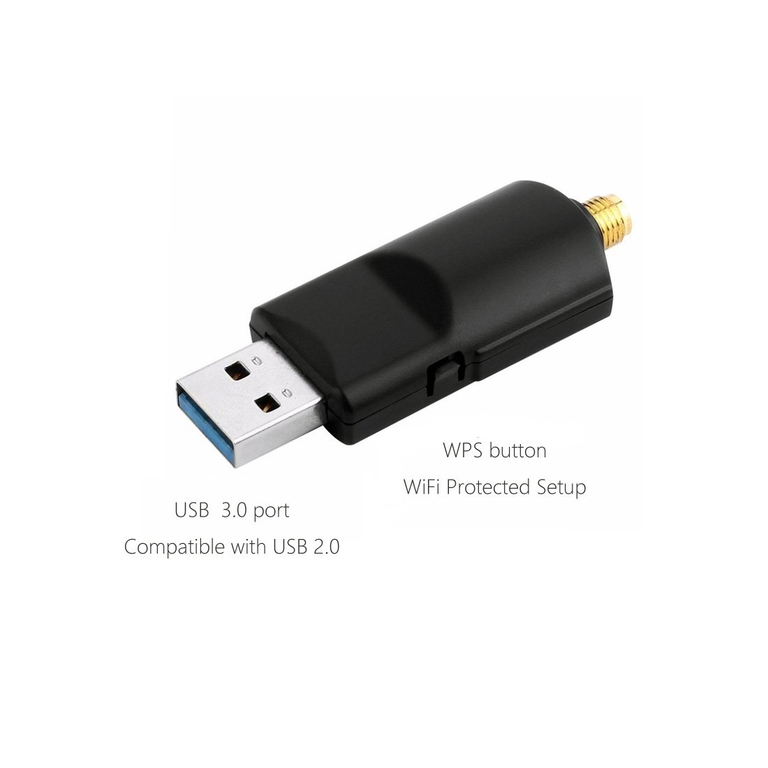 Realtek RTL8812BU USB 3.0 Wireless WiFi Adapter - 1300Mbps Dual Band AC1300 with 5dBi Antenna - 802.11a/b/g/n/ac for Laptop & Desktop - Compatible with Windows 10 & Mac - Perfect for Gaming, Streaming & Home Office Use