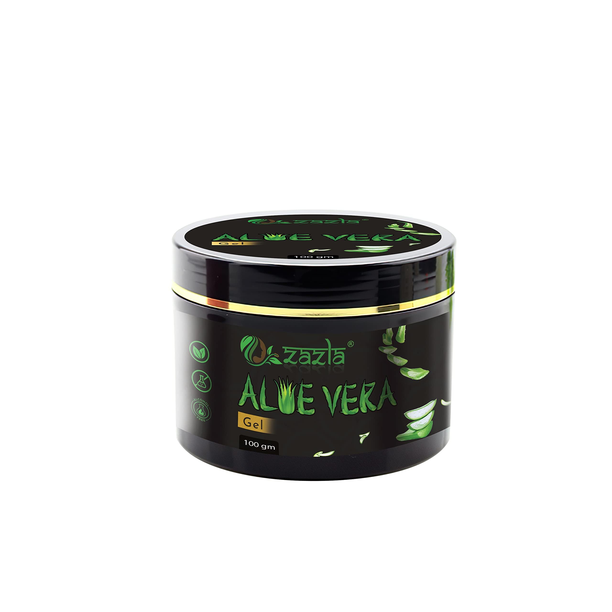Zazla Aloe Vera Gel for Face & Hair - Hydrating, Moisturizing & Soothing Skin Care - 100g Multipurpose Gel for Sunburn Relief, Acne Treatment & Hair Conditioning