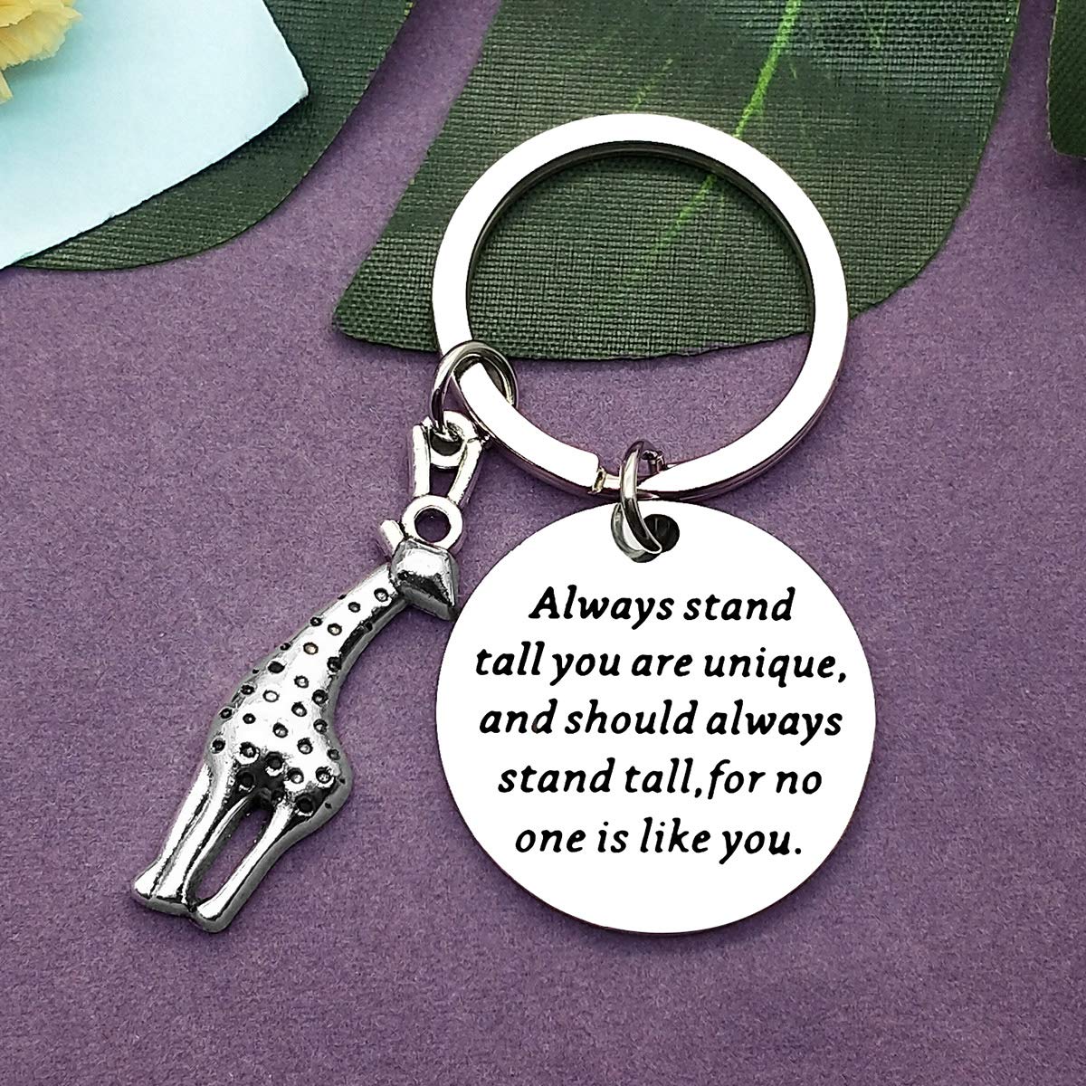 Unique Giraffe Charm Keychain - Inspirational Encouragement Gift for Women & Men - Always Stand Tall Key Ring - Perfect for Graduation, Birthday, Anniversary & Christmas - Great for Giraffe Lovers & Jewelry Enthusiasts (Ideal for Daily Motivation & Thoughtful Gifting)