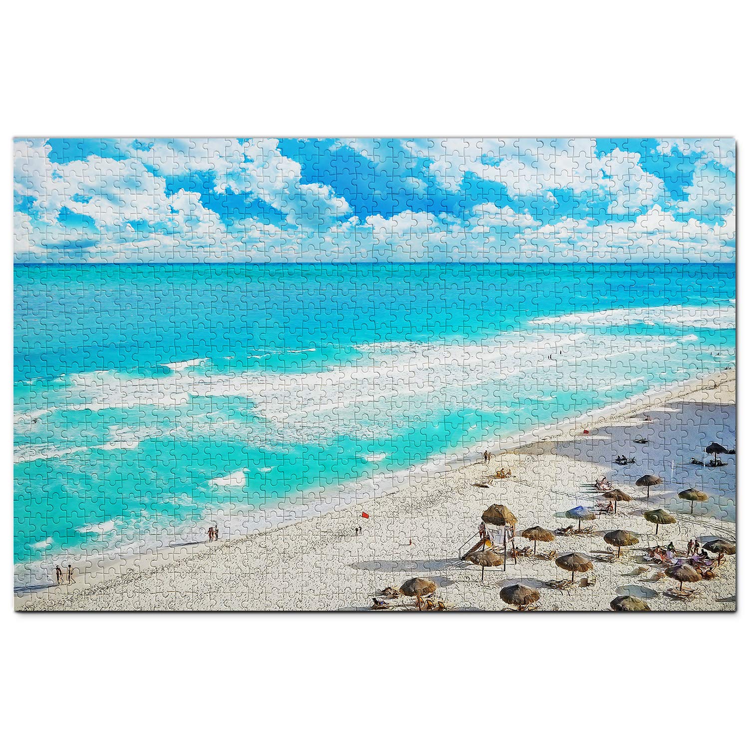 1000-Piece Mexico Dolphins Beach Cancun Wooden Jigsaw Puzzle - Travel Souvenir & Home Decor for Adults & Kids - Perfect for Family Game Night, Relaxation & Mexican-Themed Parties