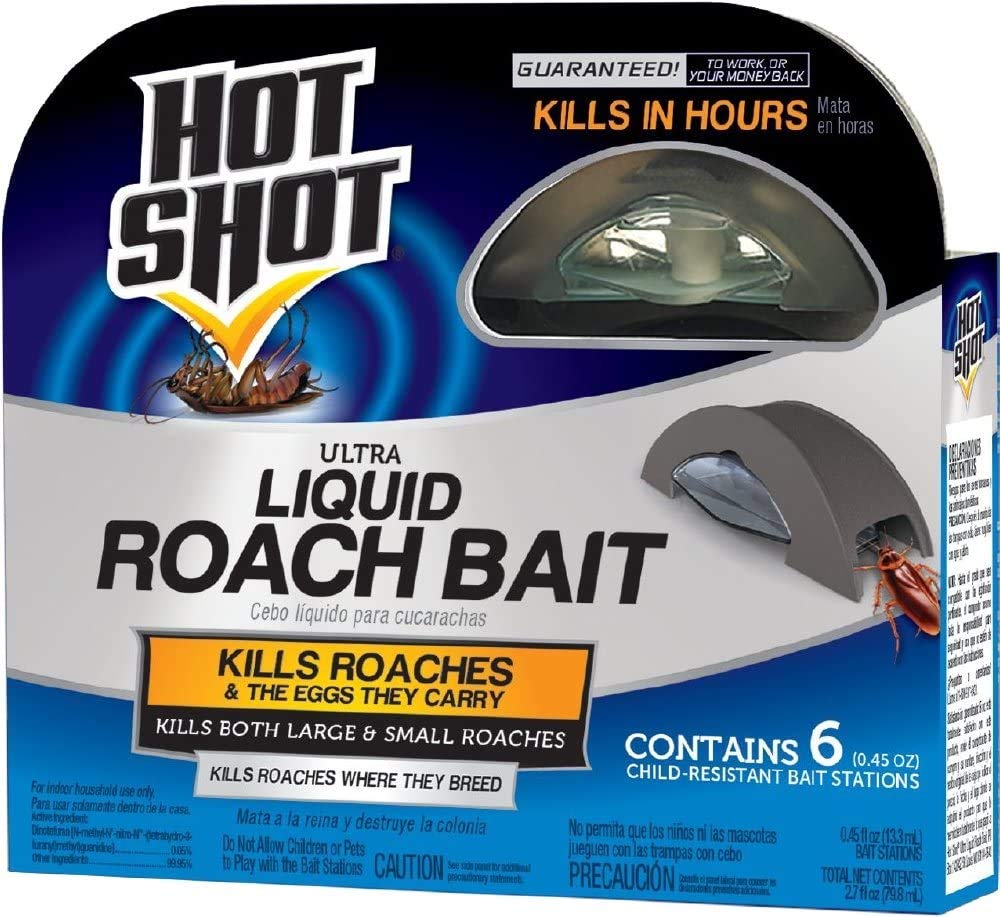 Hot Shot Ultra Liquid Roach Bait - Pack of 7 (6 Count) - Fast-Acting Roach Killer Gel for Kitchen, Bathroom & Home Pest Control