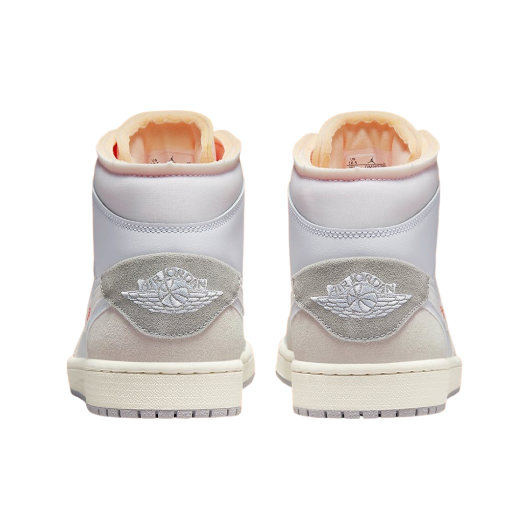 Air Jordan 1 Mid SE Craft Inside Out Sneakers - White/Phantom Grey/Sail Orange Colorway | Basketball Shoes for Men & Women | Perfect for Streetwear & Casual Wear