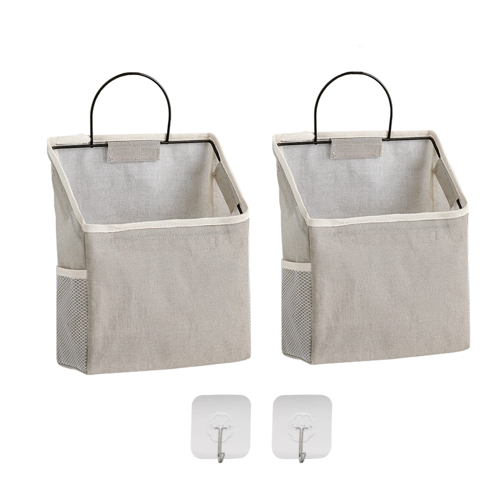2-Pack Gray Hanging Closet Organizer with Pockets - Cotton Linen Storage Bags for Bedroom, Bathroom & Dorm - Space-Saving Wall Mounted Storage Solution for Clothes, Towels & Accessories | Perfect for Small Spaces & Home Organization