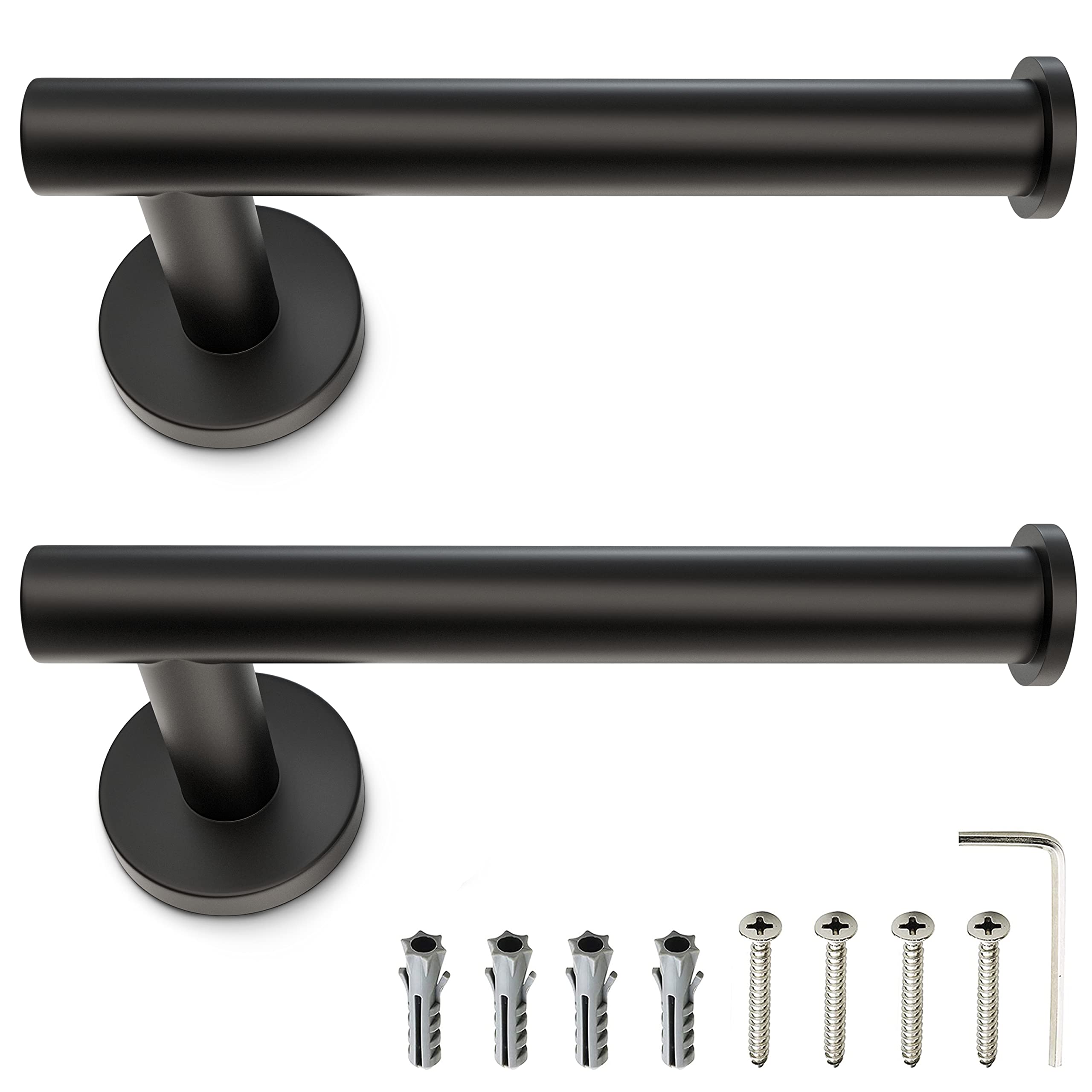 Matte Black Toilet Paper Holder Wall Mount – SUS304 Stainless Steel Rustproof Rotating Bathroom Tissue Roll Holder – Modern TP Dispenser for Bathroom, Kitchen, Laundry Room – 2 Pack – Perfect for Home, Office & Commercial Spaces